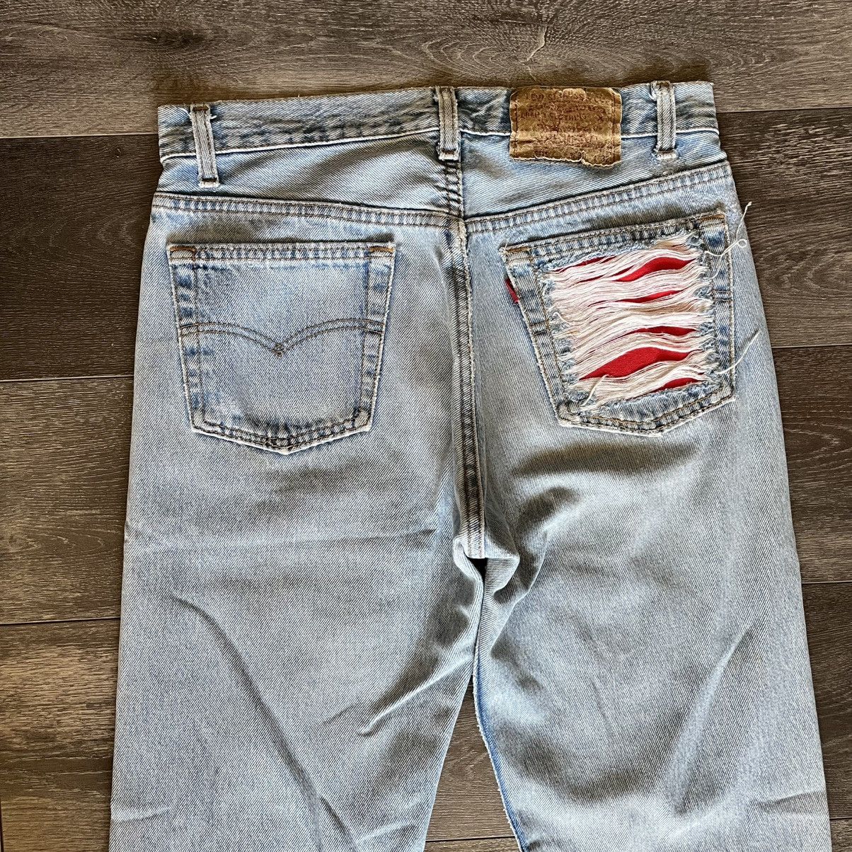 Levi's Vintage 1990s Levis 501 Reworked Buttonfly Denim Jeans 30x30 Size US 30 / EU 46 - 3 Thumbnail