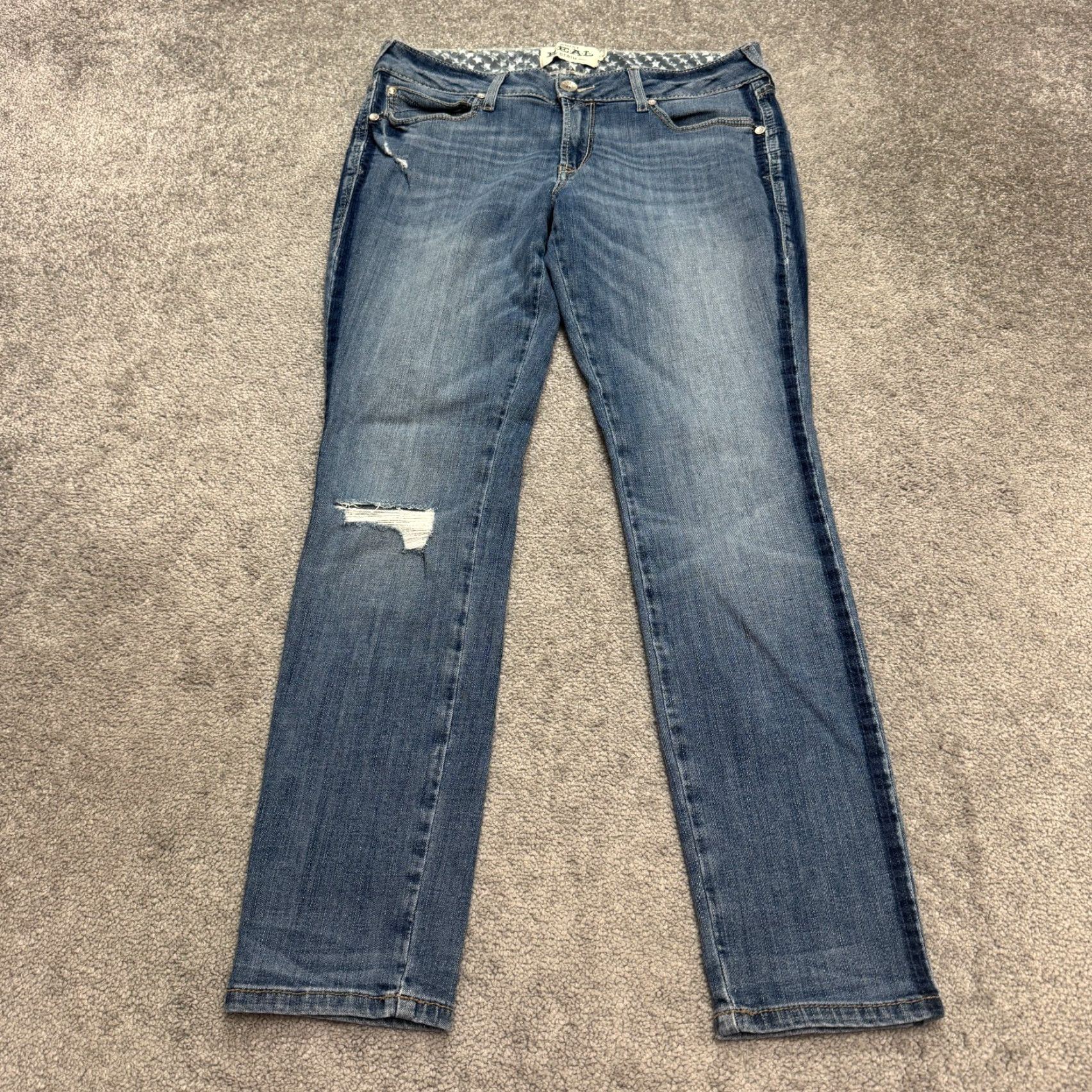 Ariat Ariat Jeans Womens Mid Denim Straight 31R Blue 5-Pocket Regular Stretch Distressed Vintage No N/A Size 24" / US 00 / IT 34 - 2 Thumbnail