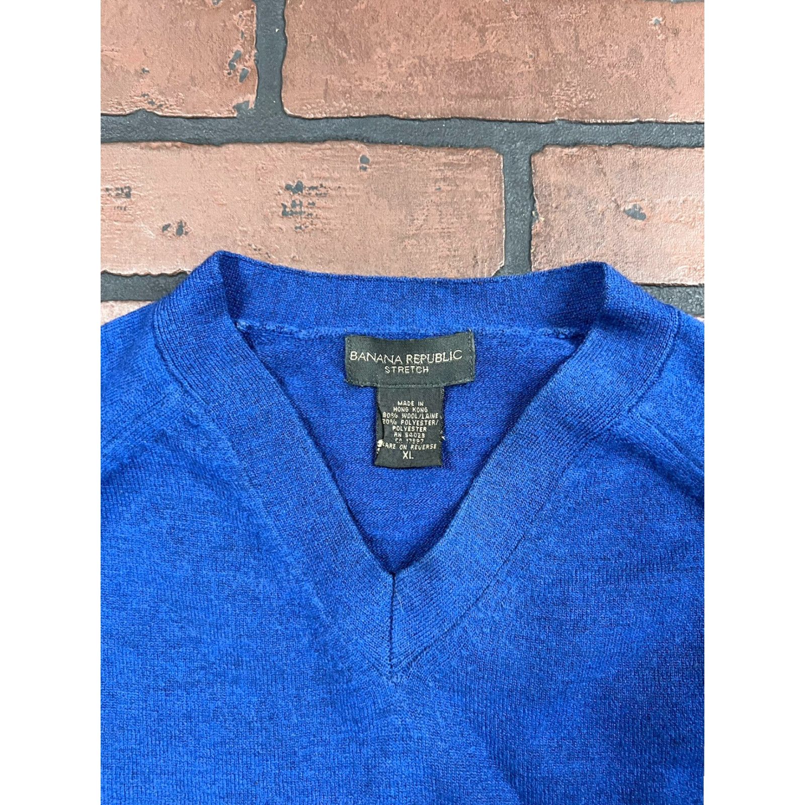 Banana Republic VINTAGE Banana Republic Pullover Sweater Men’s XL Blue 80% Wool 20% Poly Hong Kong VTG Size US XL / EU 56 / 4 - 3 Thumbnail