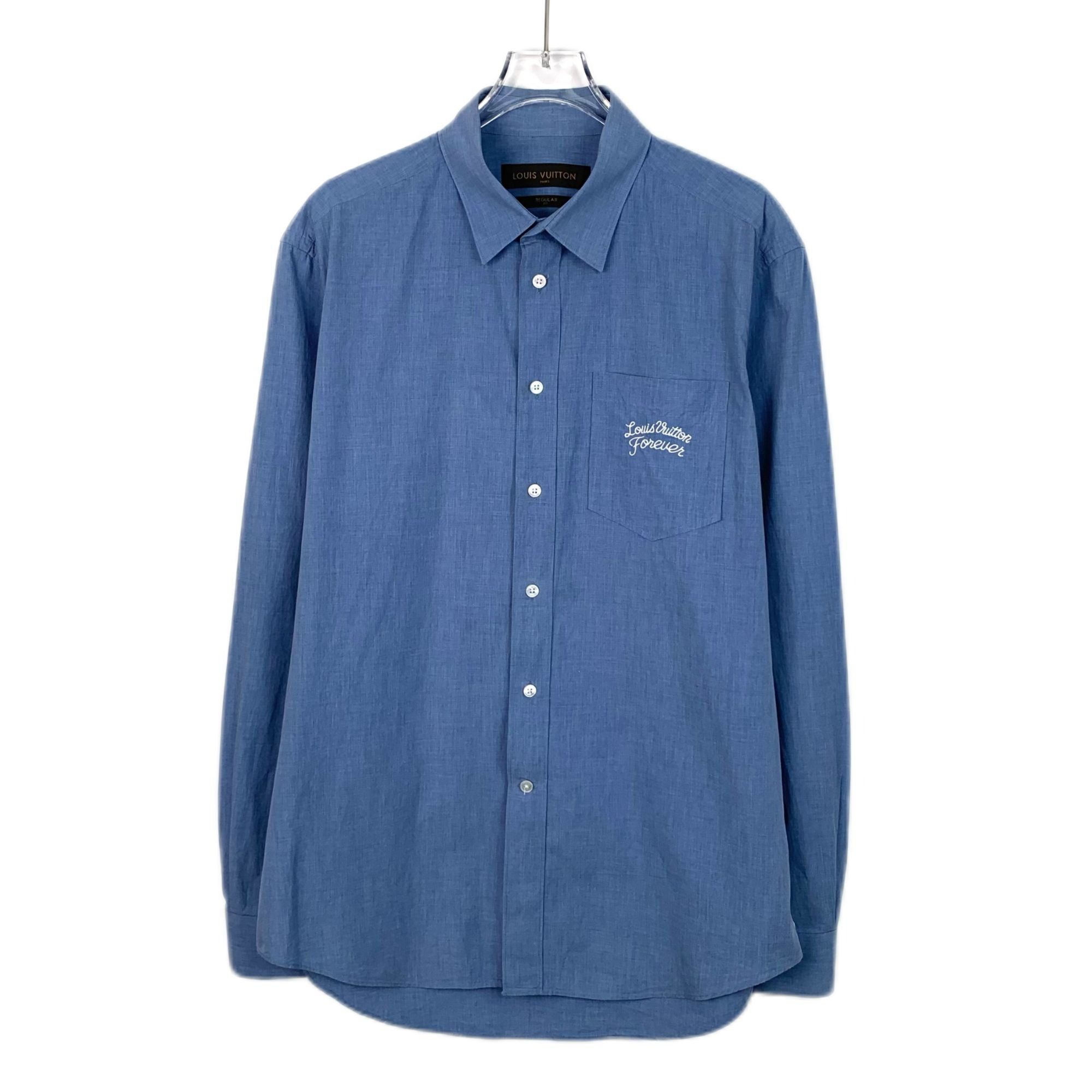 Louis Vuitton Louis Vuitton Blue Logo Cotton Long-Sleeve Shirt (Size M) Size US M / EU 48-50 / 2 - 1 Thumbnail
