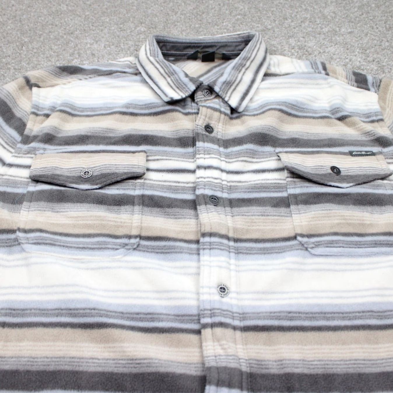 Eddie Bauer Eddie Bauer Chutes Shirt Jacket Ivory Striped XL Mens NWT L/S Button Shacket Coat Quilted Pocket Col lars Size US XL / EU 56 / 4 - 6 Thumbnail