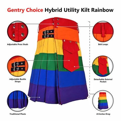 Other Utility Hybrid Kilt Rainbow with Removable Cargo Pocket Size US 38 / EU 54 - 7 Thumbnail