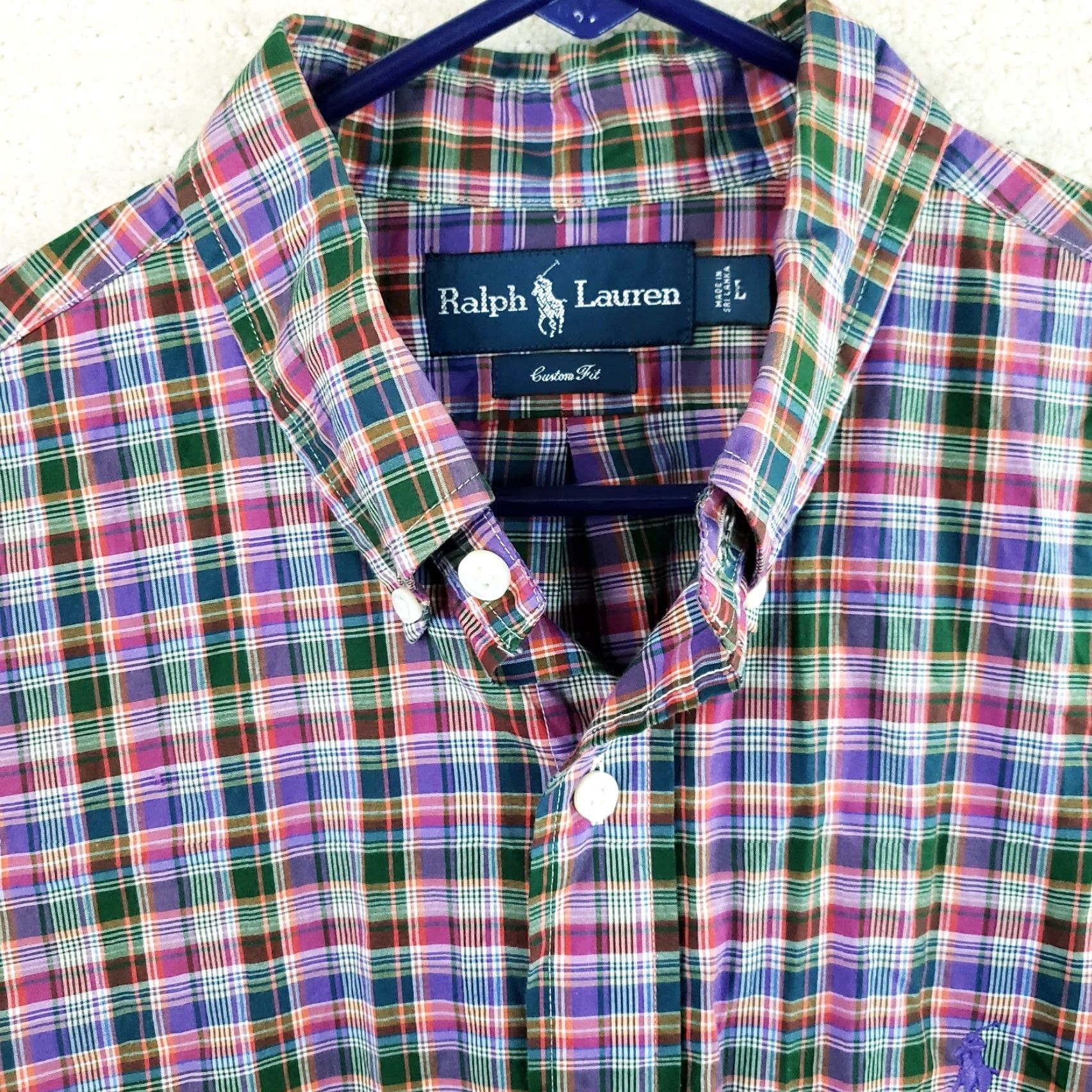 Ralph Lauren Ralph Lauren Men's L Custom Fit Purple Multicolor Plaid Button-Down Shirt Size US L / EU 52-54 / 3 - 4 Thumbnail