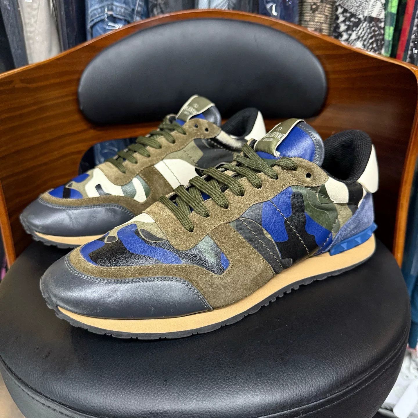Valentino Valentino Camo Blue Lowtop Sneakers 44 Men Size US 10.5 / EU 43-44 - 1 Thumbnail