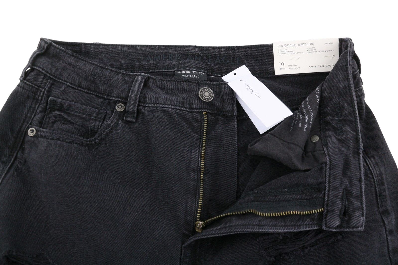 American Eagle Outfitters MOM W30 Stretch Waist Distress Jeans 89000 Size 30" / US 8 / IT 44 - 4 Thumbnail