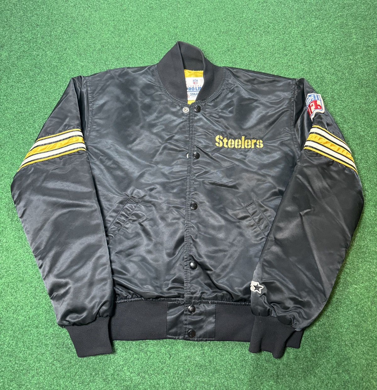 NFL × Starter × Vintage Vtg 90s Pittsburgh Steelers Starter Satin USA Made Jacket Size US S / EU 44-46 / 1 - 1 Thumbnail