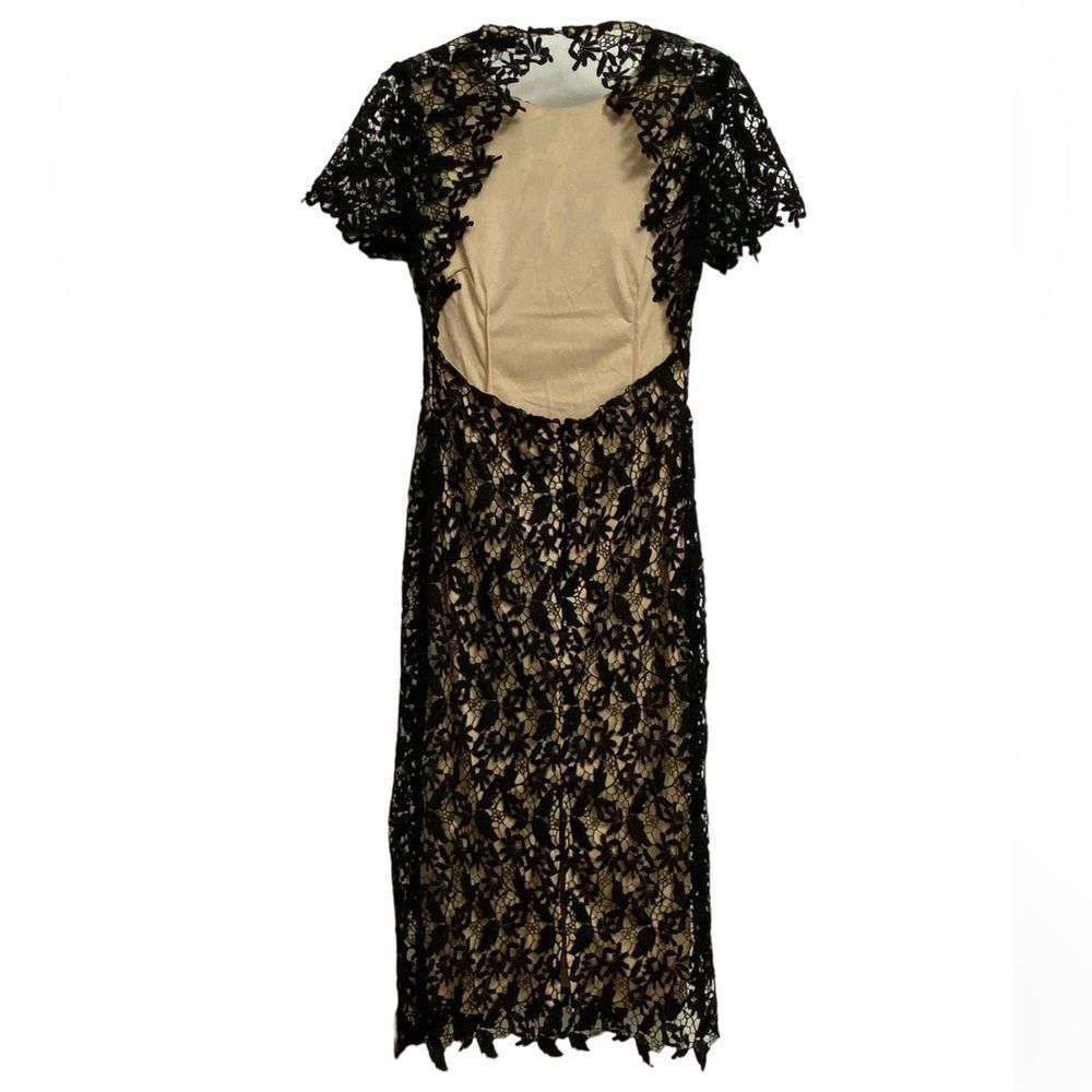 Other NWOT NSR Open Back Lace Overlay Midi Dress Sz M Black Beige Size M / US 6-8 / IT 42-44 - 5 Thumbnail
