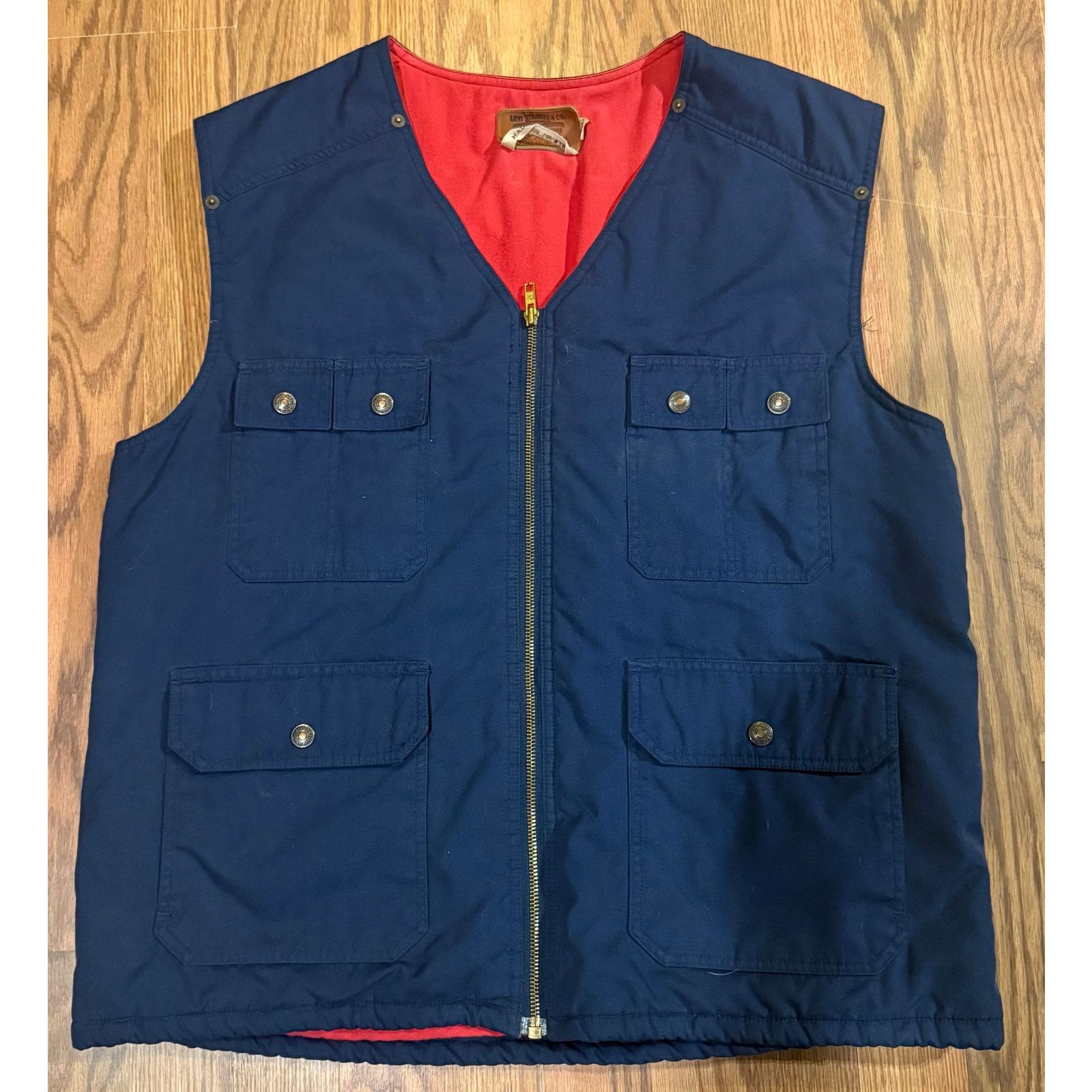 Levi's Vintage Levi Strauss & Co. Workwear Vest | Navy & Red Lined Size US L / EU 52-54 / 3 - 1 Thumbnail