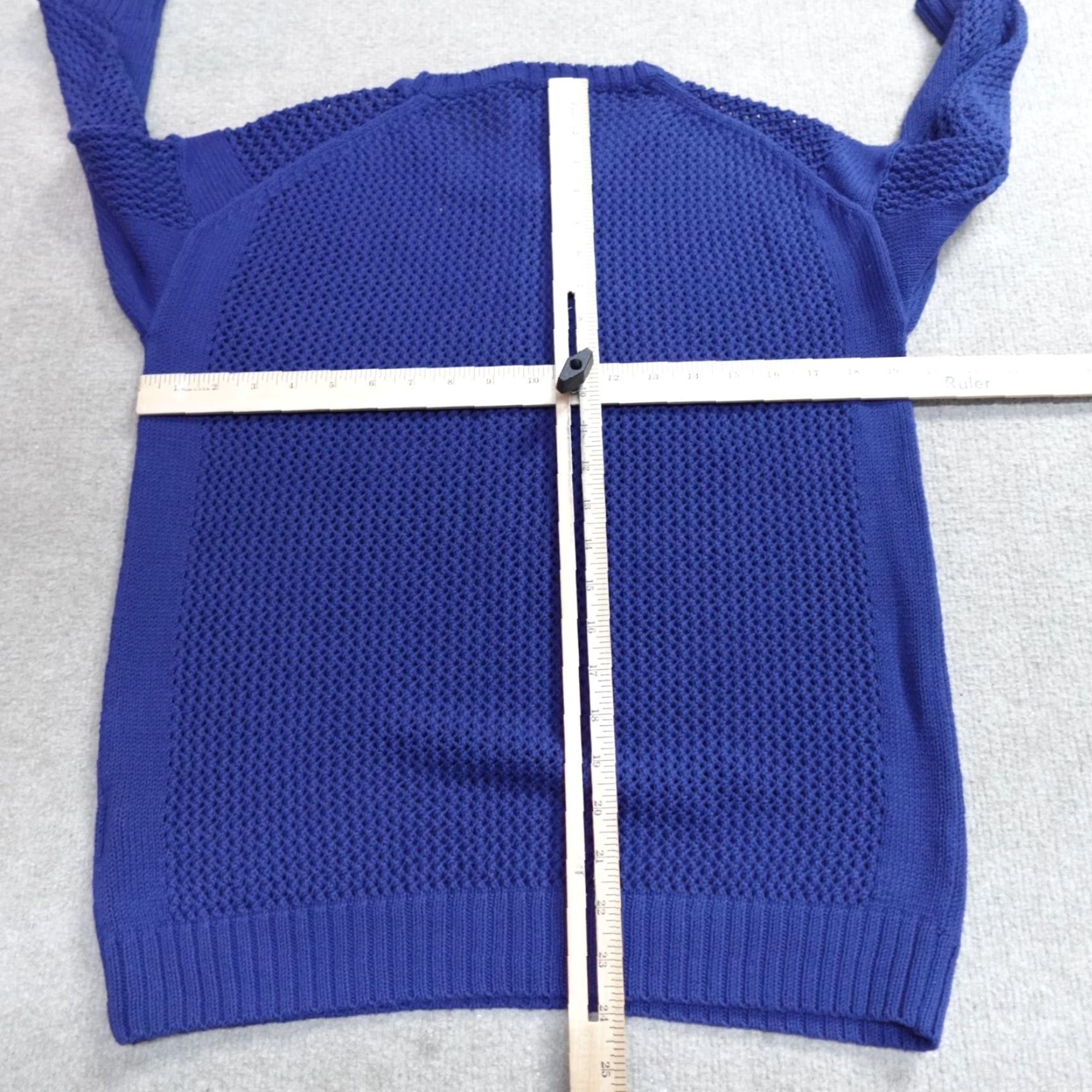 J.Crew J.CREW Sweater Womens Crew Neck 3/4 Sleeve Small Blue Open Chunky Knit Pullover A7981 Size S / US 4 / IT 40 - 7 Thumbnail
