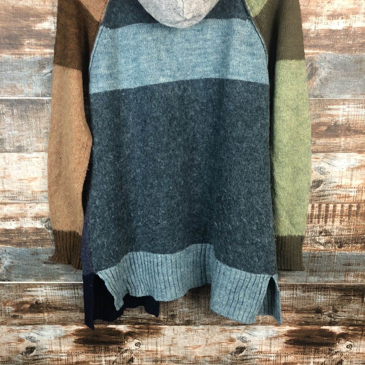 Homespun Knitwear × Japanese Brand Cube Sugar Multicolor patchwork Cardigan Knitwear #A2277 Size US M / EU 48-50 / 2 - 12 Thumbnail