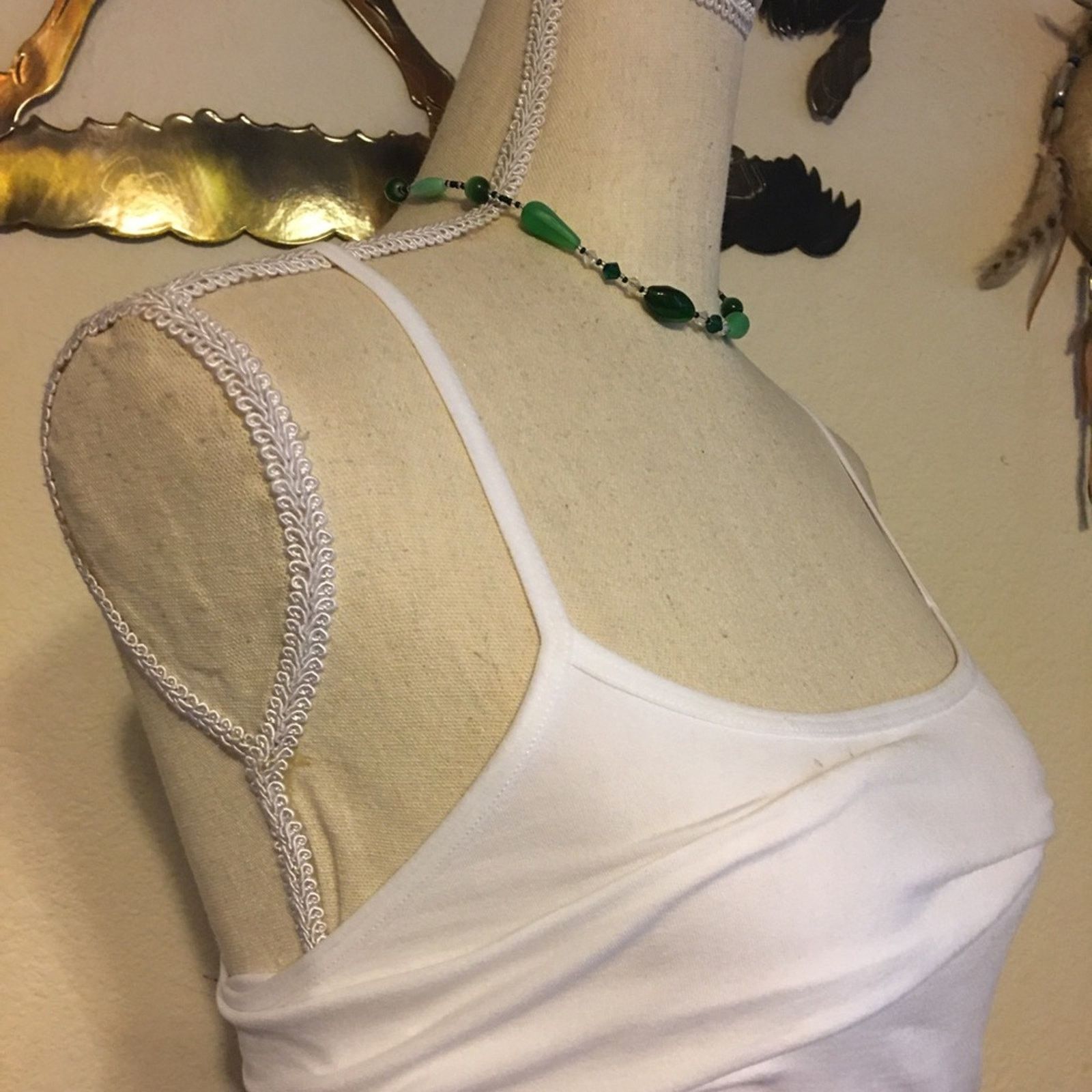 Handmade Artisan green tone beaded choker necklace Size ONE SIZE - 2 Thumbnail