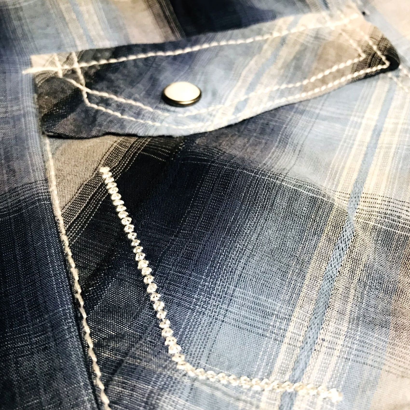 Vintage VINTAGE Helix Men Blue Plaid Western Athletic Fit Snap Button-Up Long Sleeve Shirt 2XL Mens Size US XXL / EU 58 / 5 - 5 Thumbnail