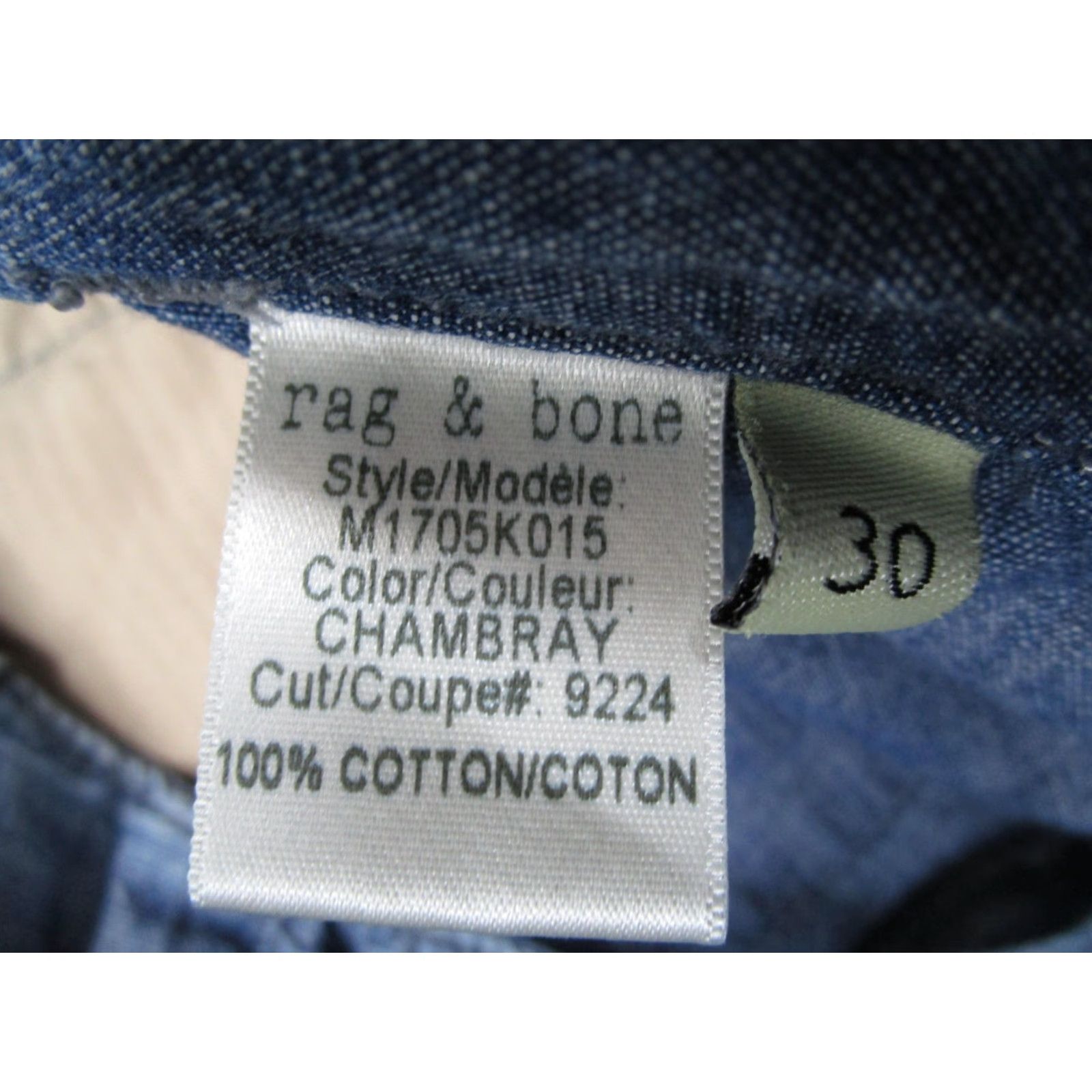Rag & Bone Rag & Bone Pants Mens 30x30 Chambray Blue Cotton Chino Made In USA Lightweight Flat Front 5-Pocket Size US 30 / EU 46 - 4 Thumbnail