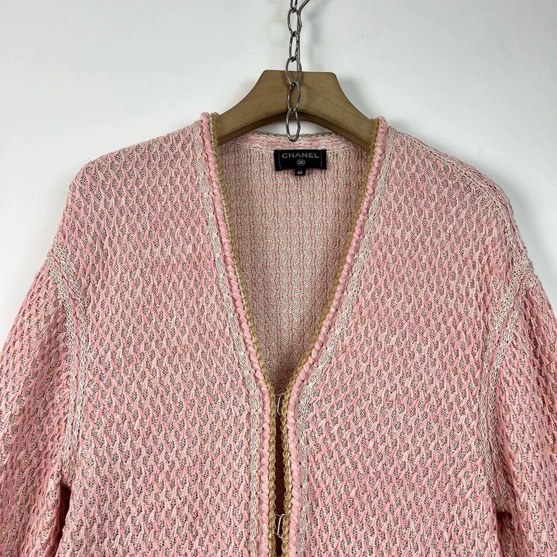Chanel Chanel Cherry blossom pink knitted cardigan coat Size S / US 4 / IT 40 - 3 Thumbnail