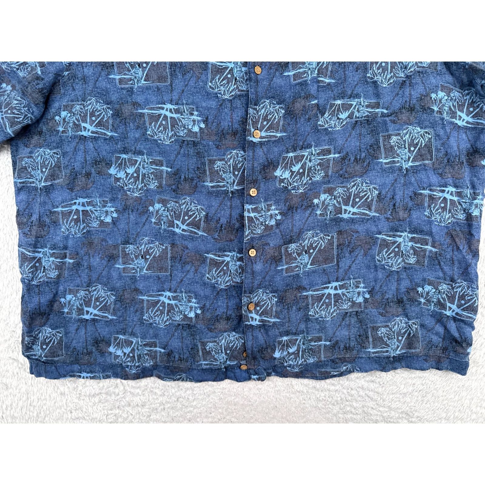 George George Shirt Mens 3XL Blue Floral Palm Tree Hawaiian Button-Up 100% Rayon Size US XXL / EU 58 / 5 - 5 Thumbnail