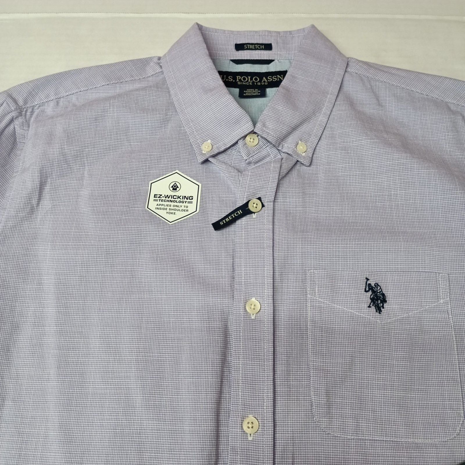 U.S. Polo Assn. U.S. Polo Assn. Button Woven Shirt Men's M Violet Checkered Size US M / EU 48-50 / 2 - 3 Thumbnail