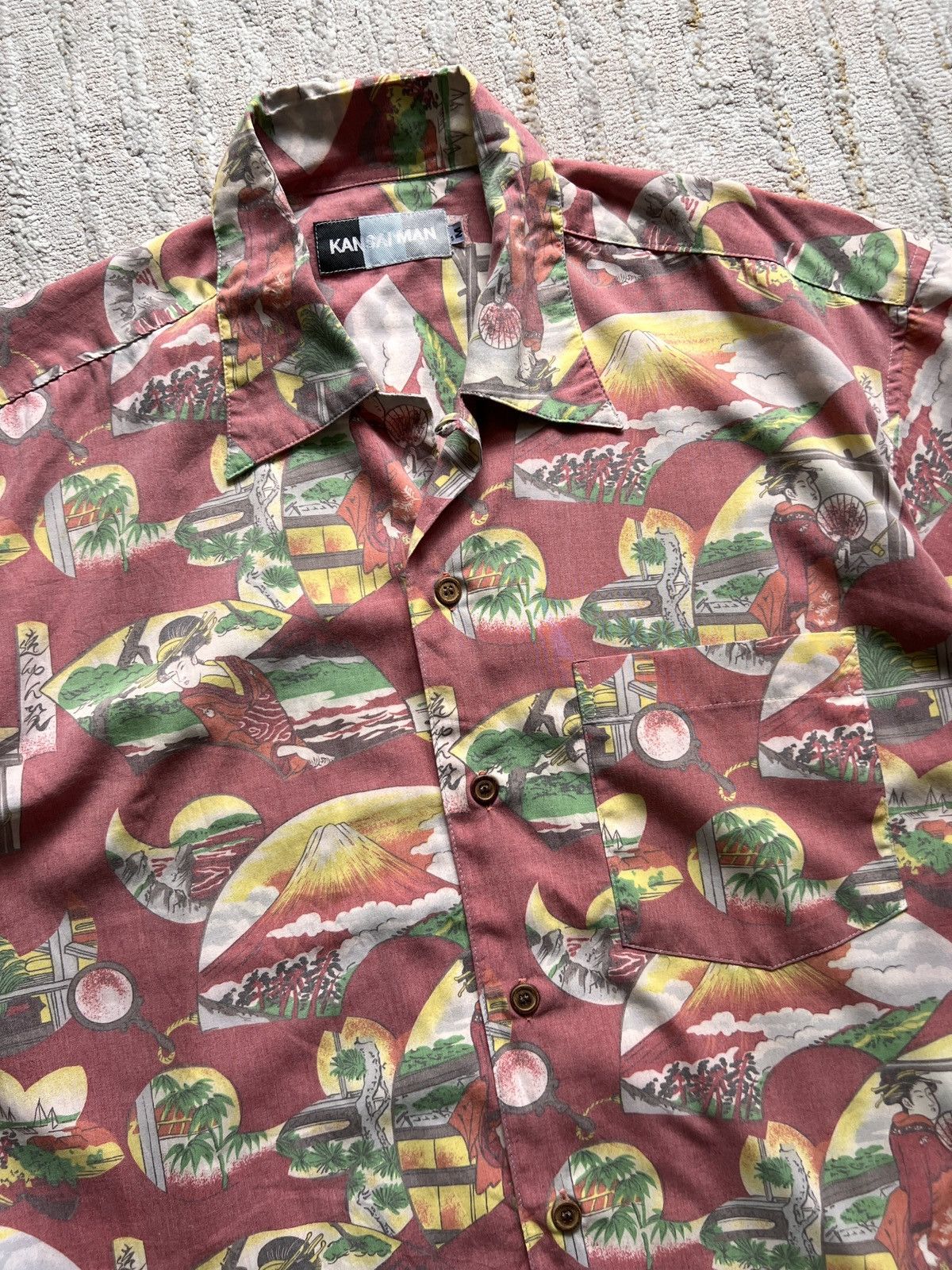 Kansai Yamamoto Kansai Man Japanese Motif Geisha Open Colar Hawaiian Shirt Size US M / EU 48-50 / 2 - 3 Thumbnail