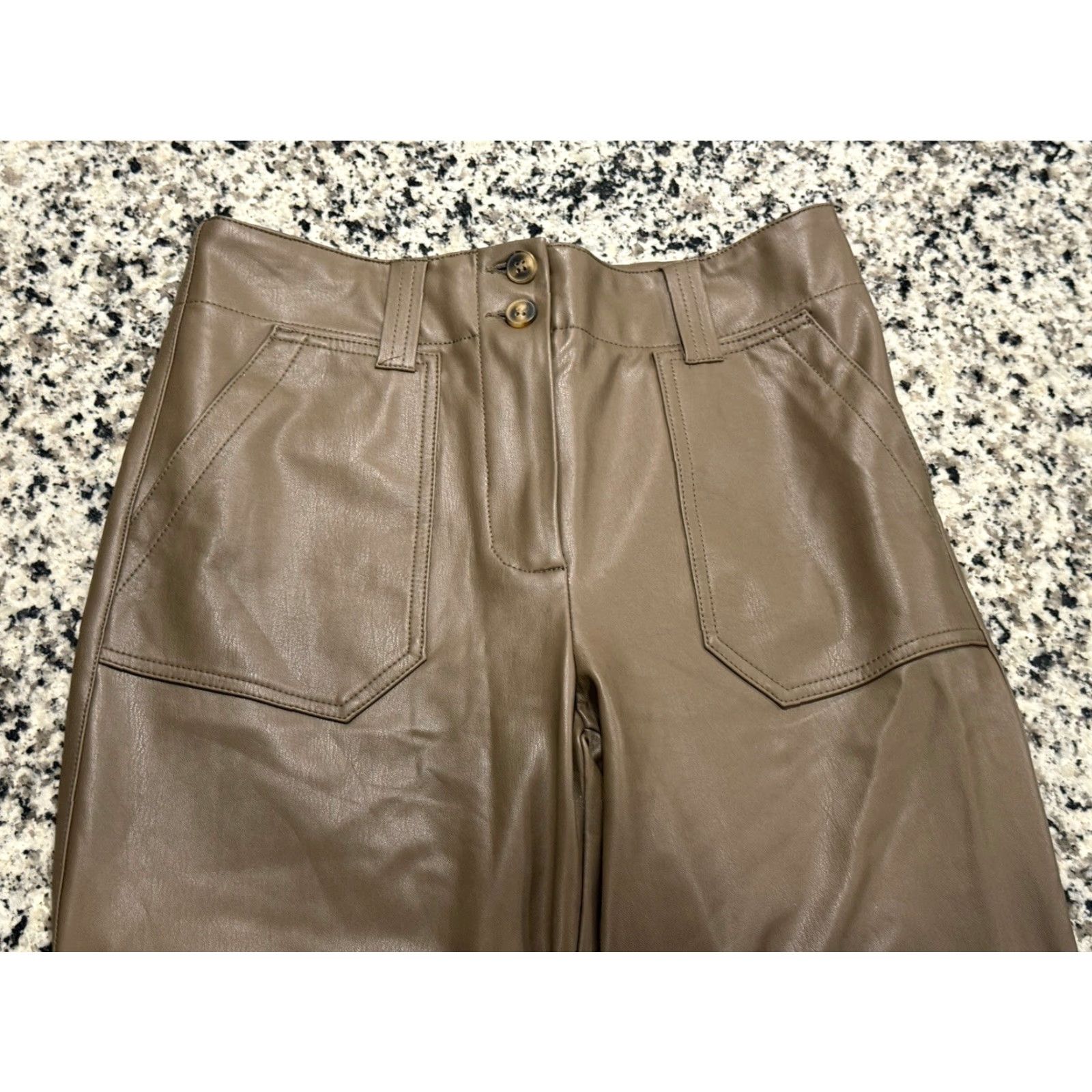 Anthropologie Anthropologie Maeve Junie Pants Size 6 Womens Wide-Leg High Rise Faux Leather Brown Size 28" / US 6 / IT 42 - 5 Thumbnail