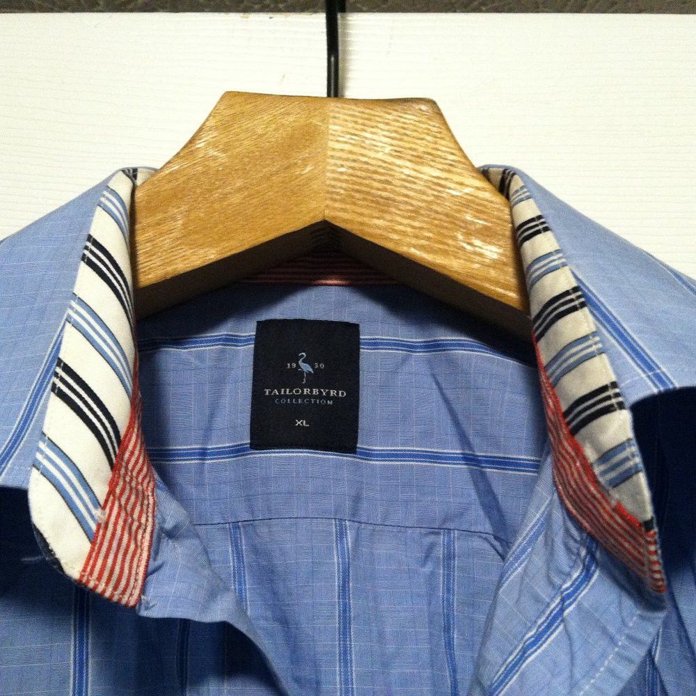 Tailorbyrd TAILORBYRD MEN'S BLUE 100%COTTON CASUAL SHIRT SIZE: XL Size US XL / EU 56 / 4 - 6 Thumbnail