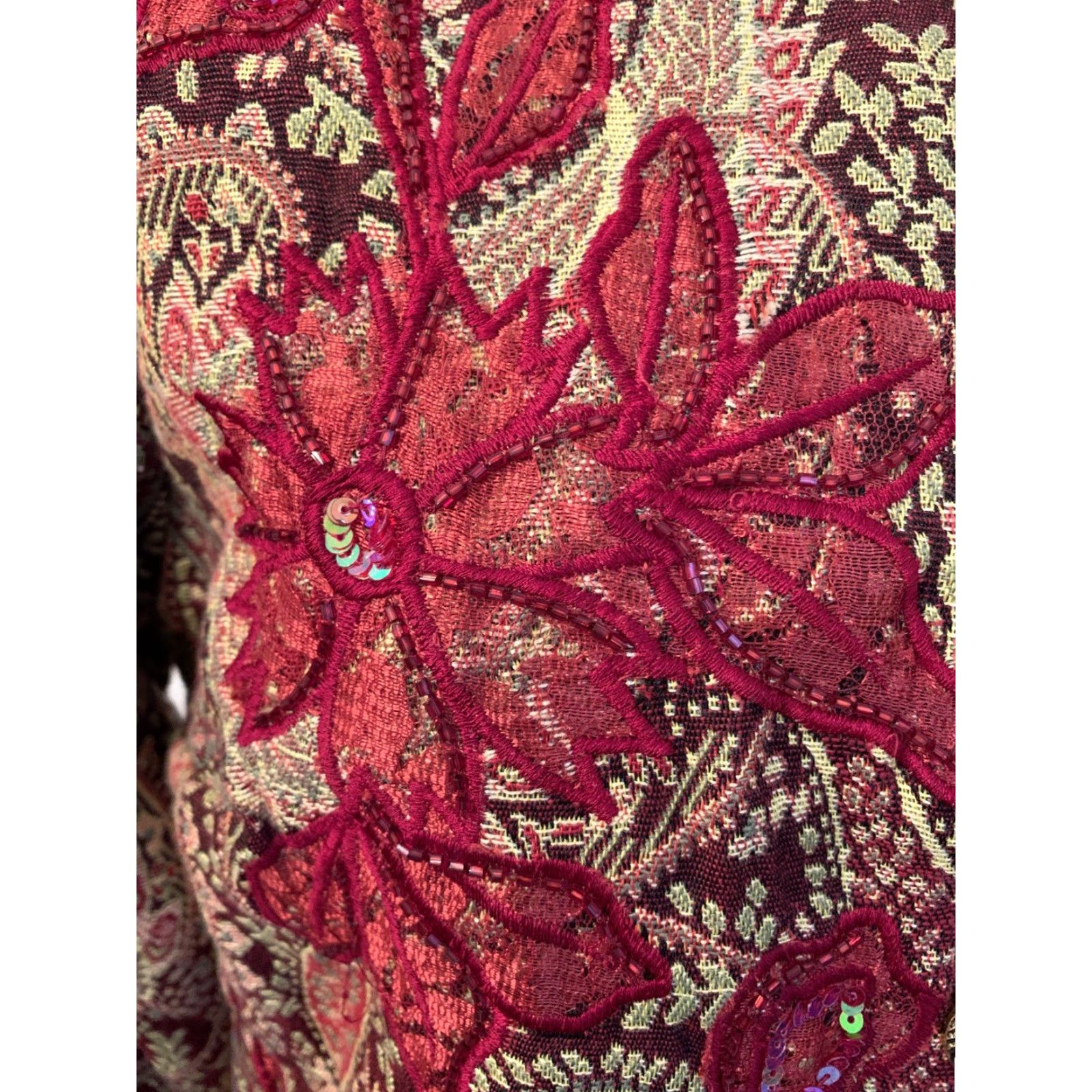 Vintage VINTAGE Indigo Moon Jacket Beaded Poinsettia Lined Women's Jacket XS Indigo Moon New Gorgeous Beaded Poinsettia Jacket Lined Women's Jacket Size M / US 6-8 / IT 42-44 - 3 Thumbnail