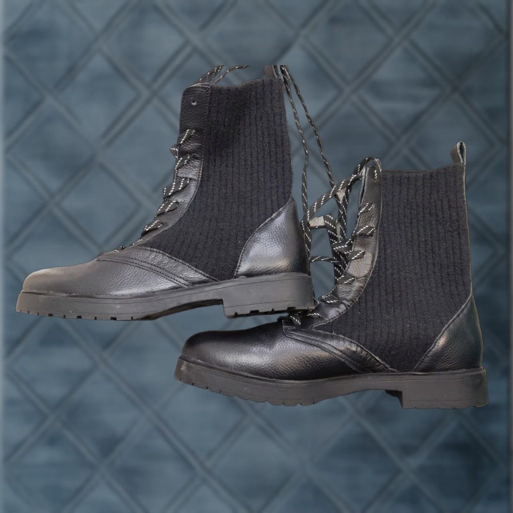 Splendid Splendid Scout Boots Womens 9.5 Black Leather Knit Combat Lace Up Size US 10 / IT 40 - 1 Thumbnail
