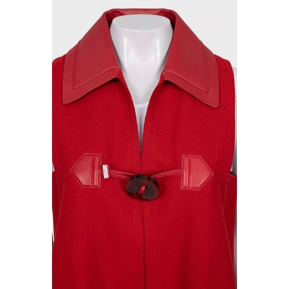 Fendi NWOT Fendi Red Virgin Wool & Leather Vest - IT42/M Size M / US 6-8 / IT 42-44 - 4 Thumbnail