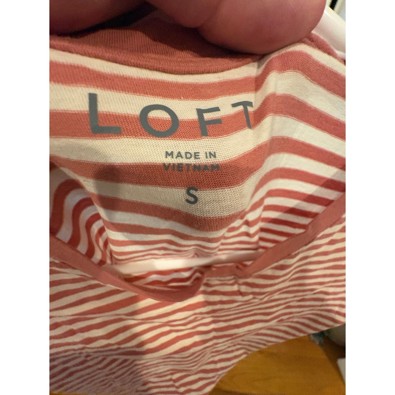Loft LOFT Striped Long Sleeve Tee Women’s Small Pink Cream Size S / US 4 / IT 40 - 3 Thumbnail