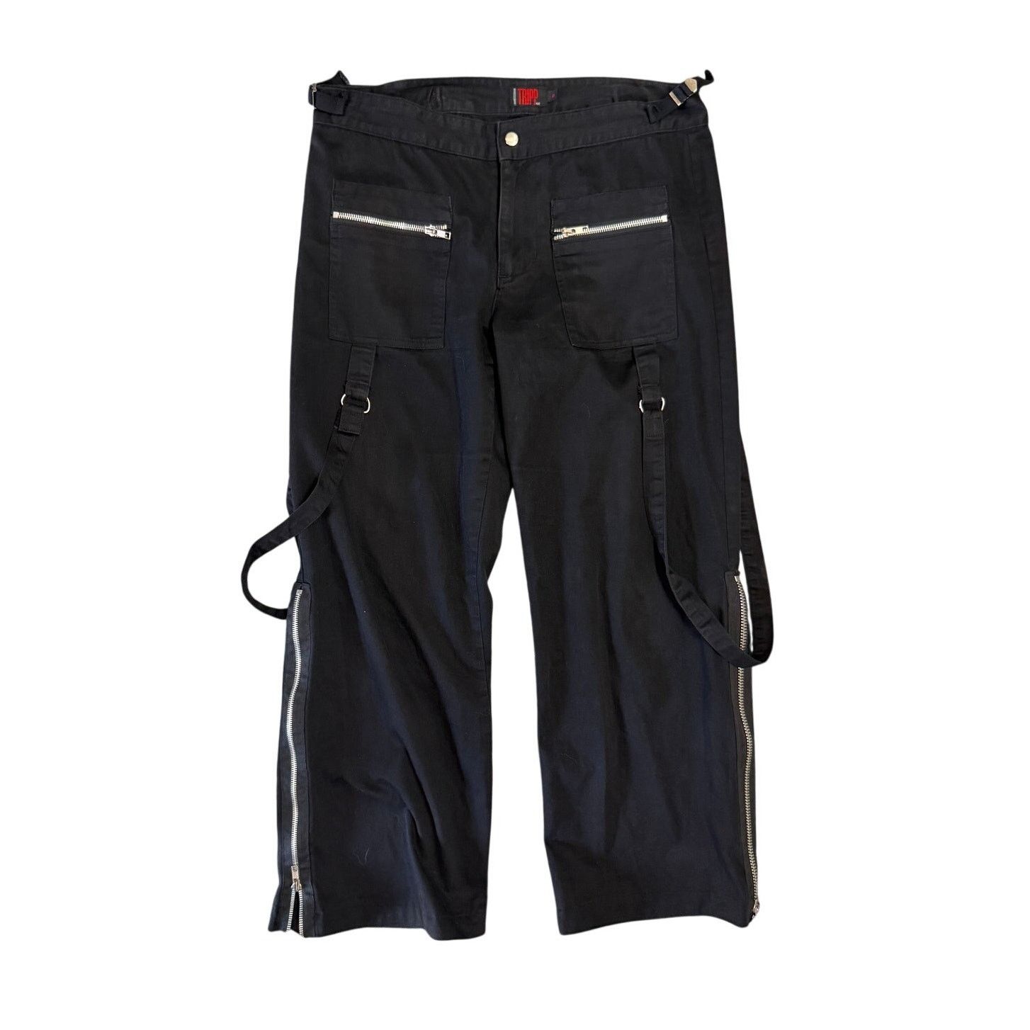 Tripp NYC Tripp NYC Bondage Zipper Flare Strap Alternative Black Pants Size 32" / US 10 / IT 46 - 2 Thumbnail