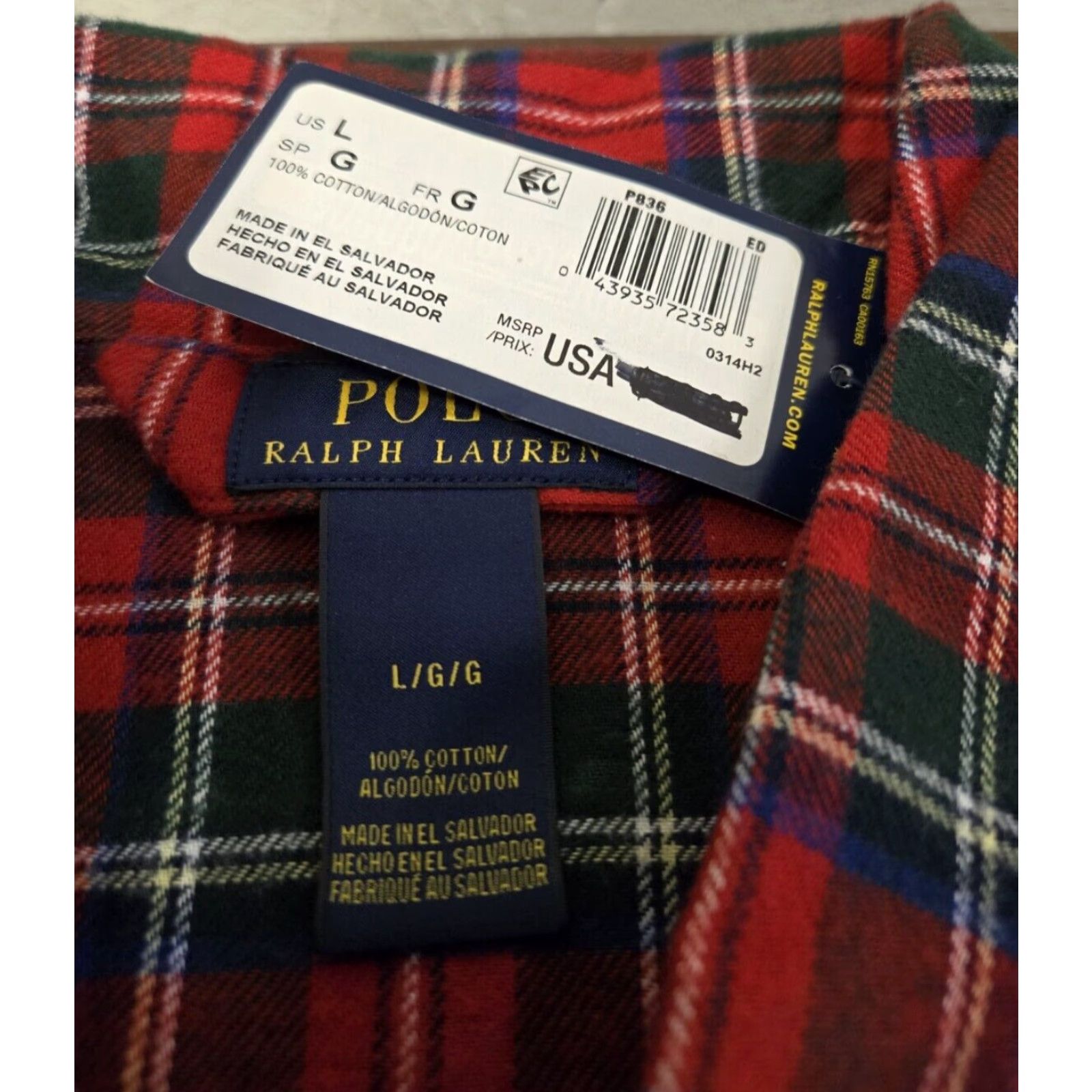 Polo Ralph Lauren Polo Ralph Lauren Pajama Top Shirt Long Sleeve Red Plaid Embroidered Logo 100% Cotton Flannel Large Mens Button Up Pajama Top Size US L / EU 52-54 / 3 - 4 Thumbnail