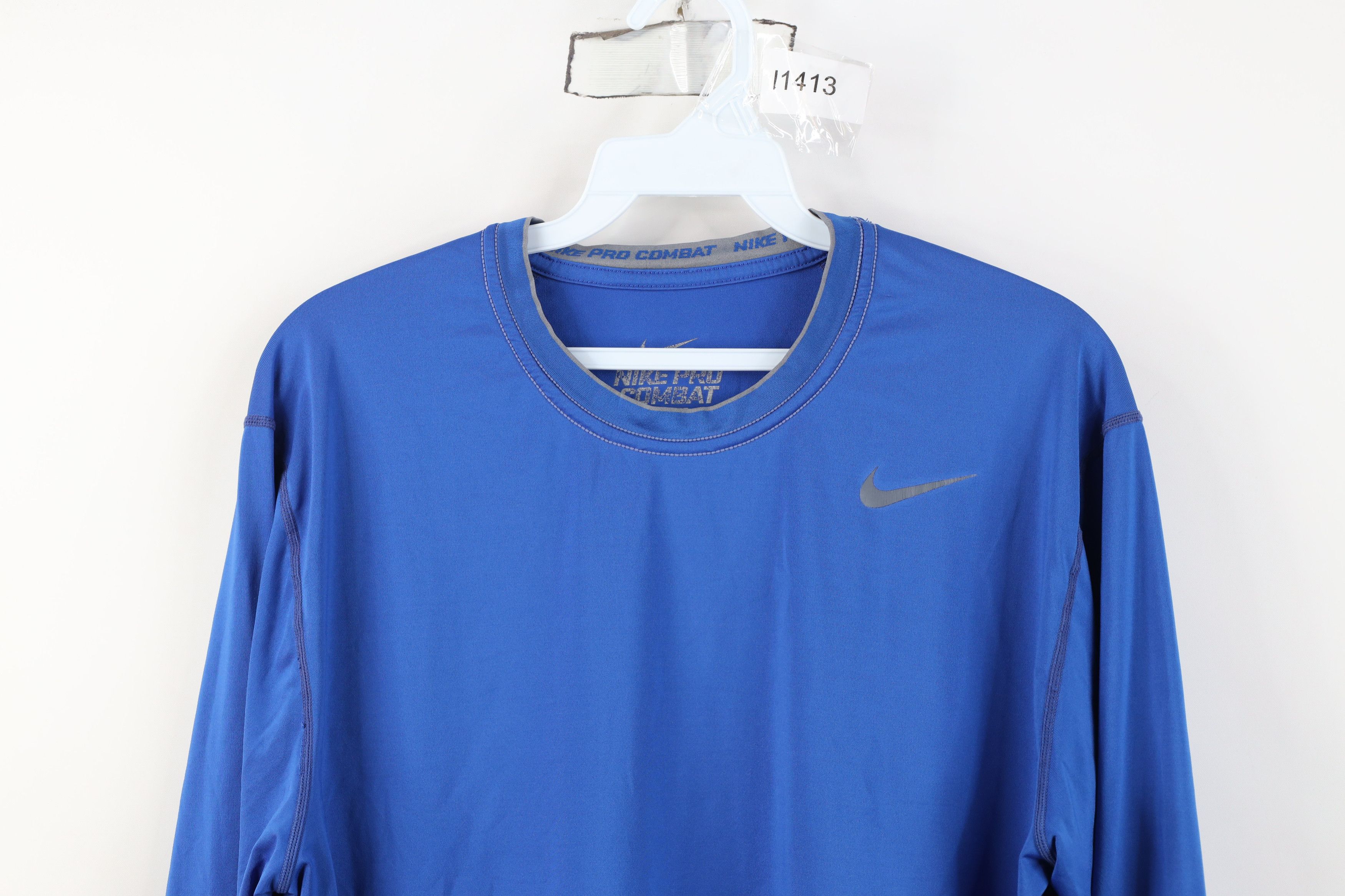Nike Nike Pro Combat Training Long Sleeve T-Shirt Blue Size US L / EU 52-54 / 3 - 2 Thumbnail