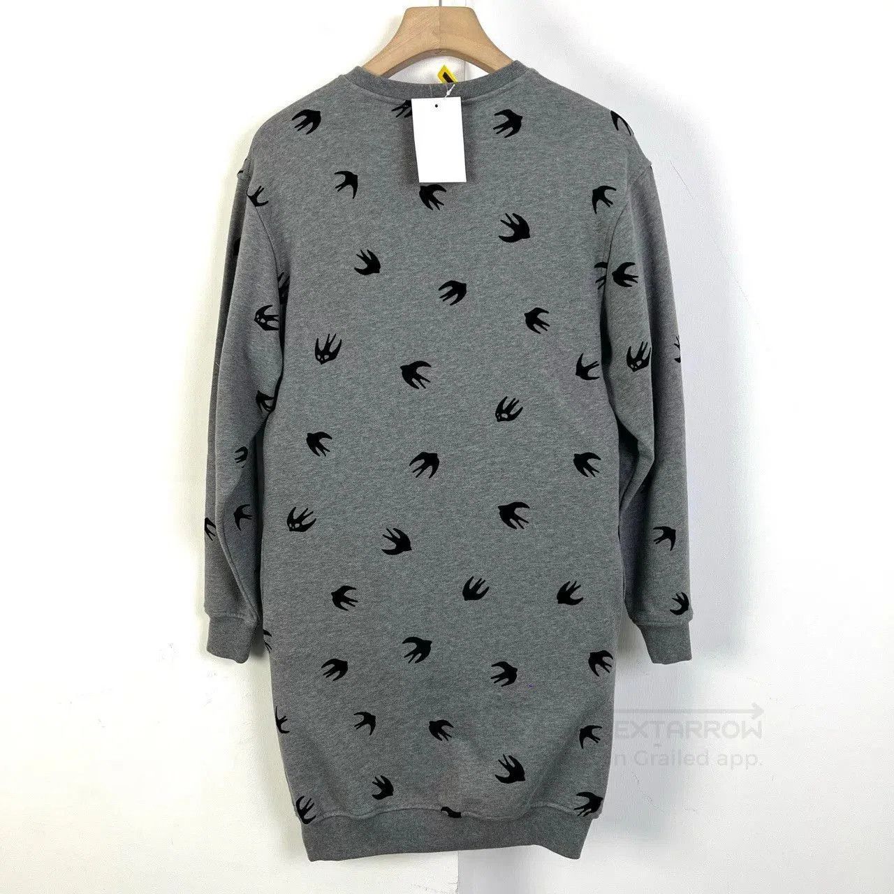 Alexander McQueen Alexander McQueen Gray Swallow Flocked Dress. Size XXS / US 00 / IT 34 - 3 Thumbnail