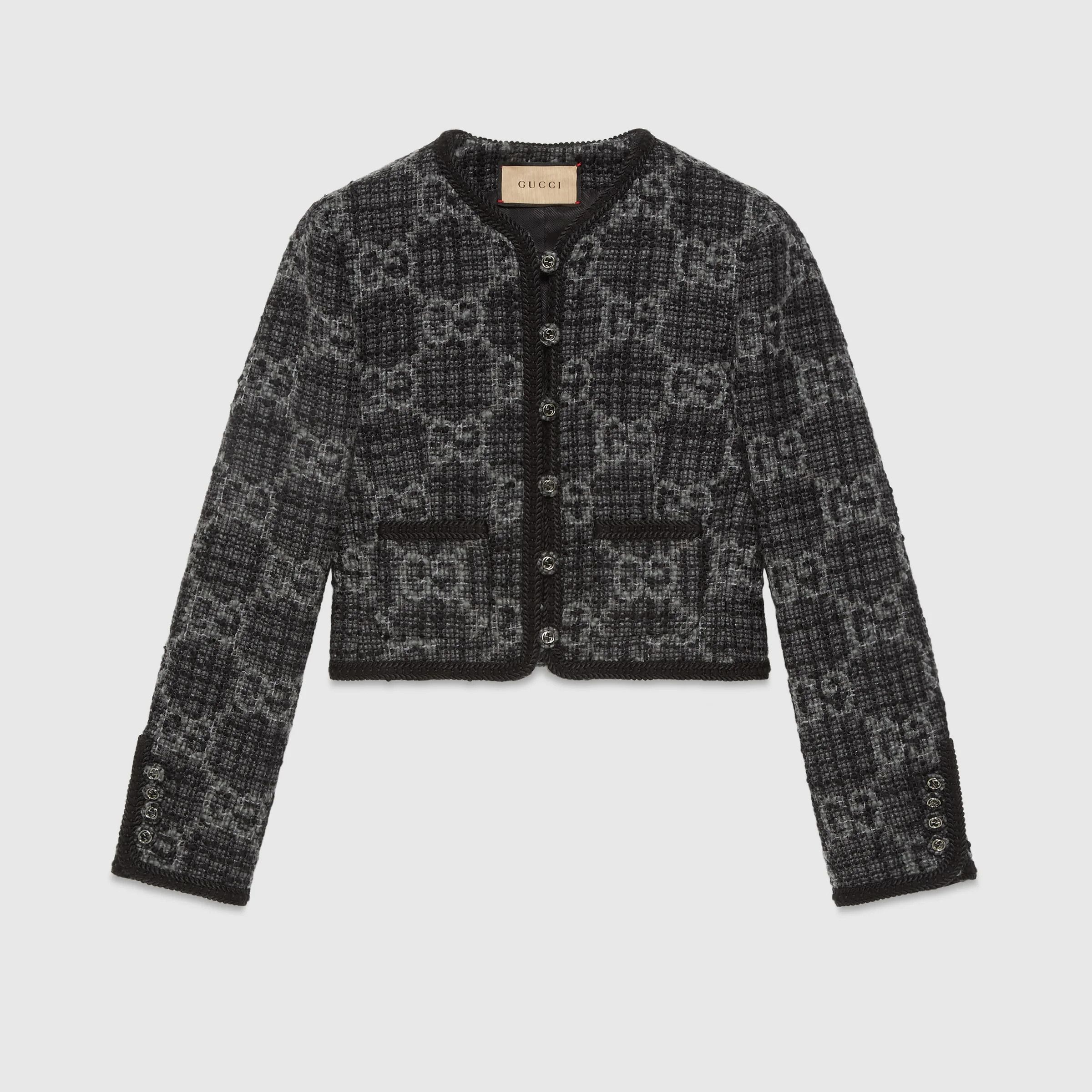 o1loc1c0226 761164 GG Tweed Jacket in Dark Grey