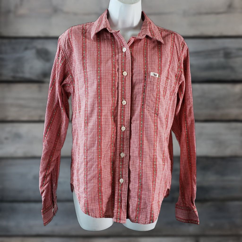 Vintage Cruel Girl Womens Button-Up Shirt M Red Embroidered Long Sleeve Shirt, Button Front, 100% Cotton, Casual, Regular, Womens Size M / US 6-8 / IT 42-44 - 1 Thumbnail