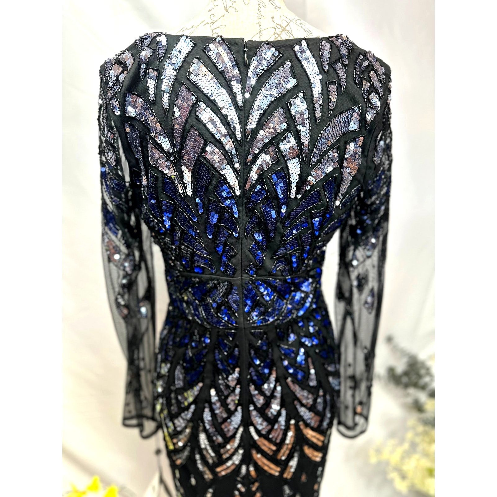 Adrianna Papell Adrianna Papell Lng Sleeve Beaded Sparkling Cocktail Dress 8 Size M / US 6-8 / IT 42-44 - 16 Thumbnail