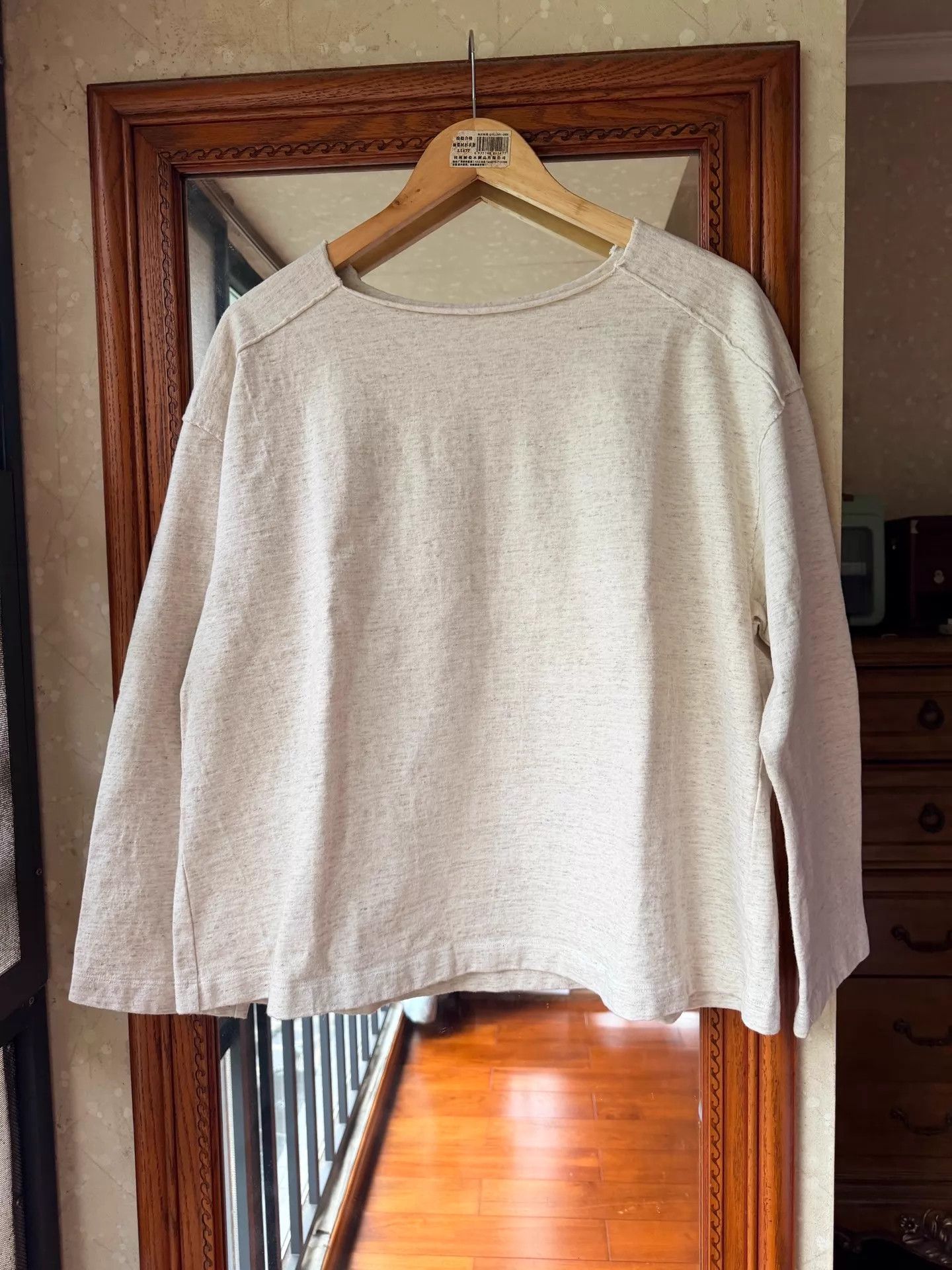 Other Jisifang Cotton-Linen-Wool Mix Rolled Cuff Sweatshirt OS Size ONE SIZE - 1 Thumbnail
