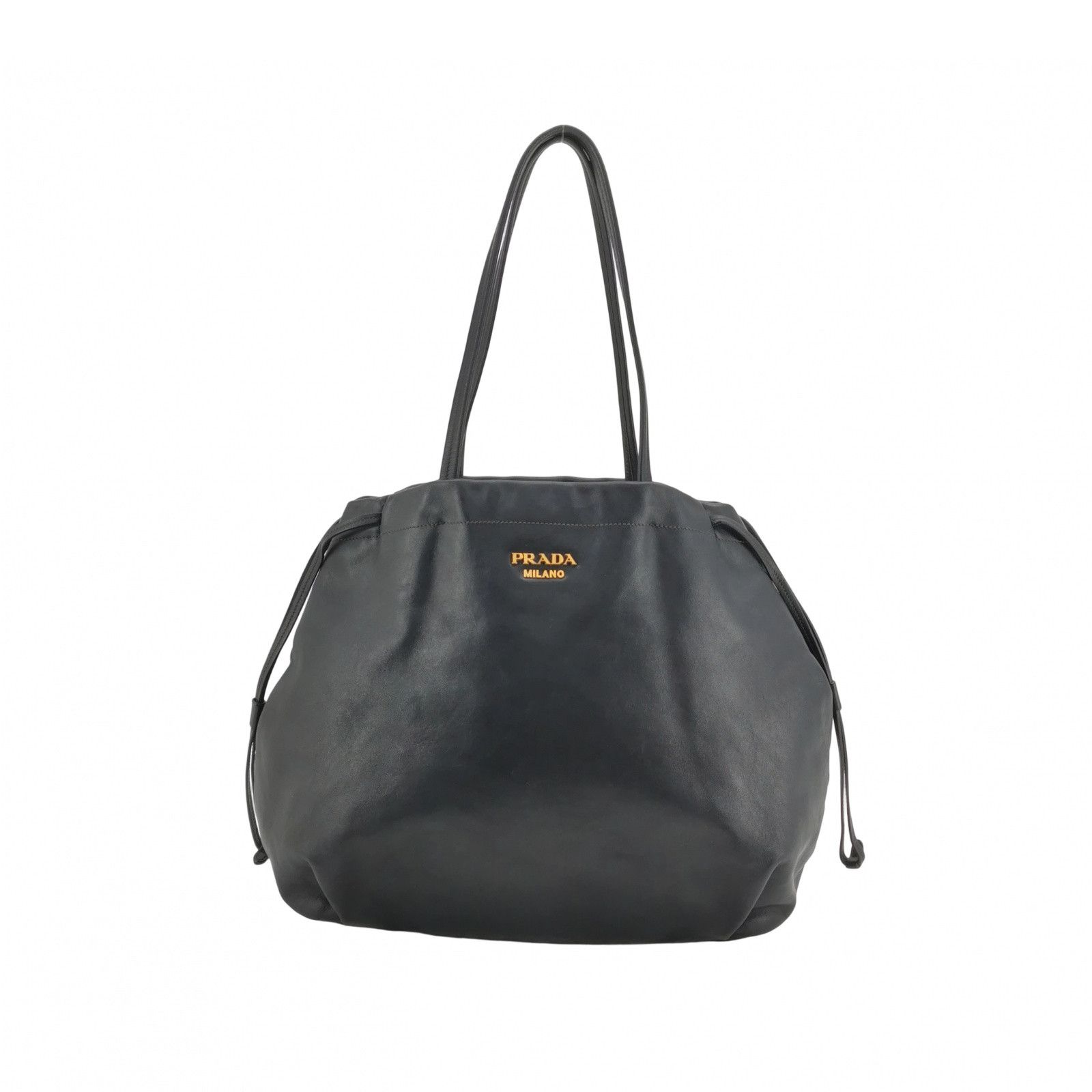 Prada Prada Black Leather Logo Shoulder Bag Size ONE SIZE - 1 Thumbnail