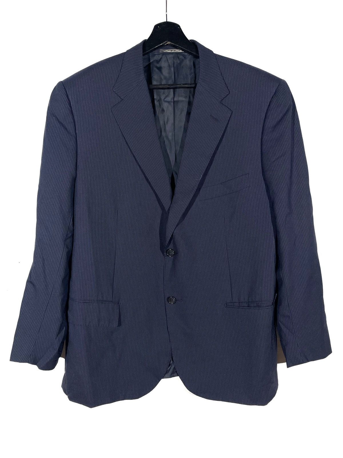 Corneliani Blue Italy Wool Blazer Super 100s Merinos Size 52