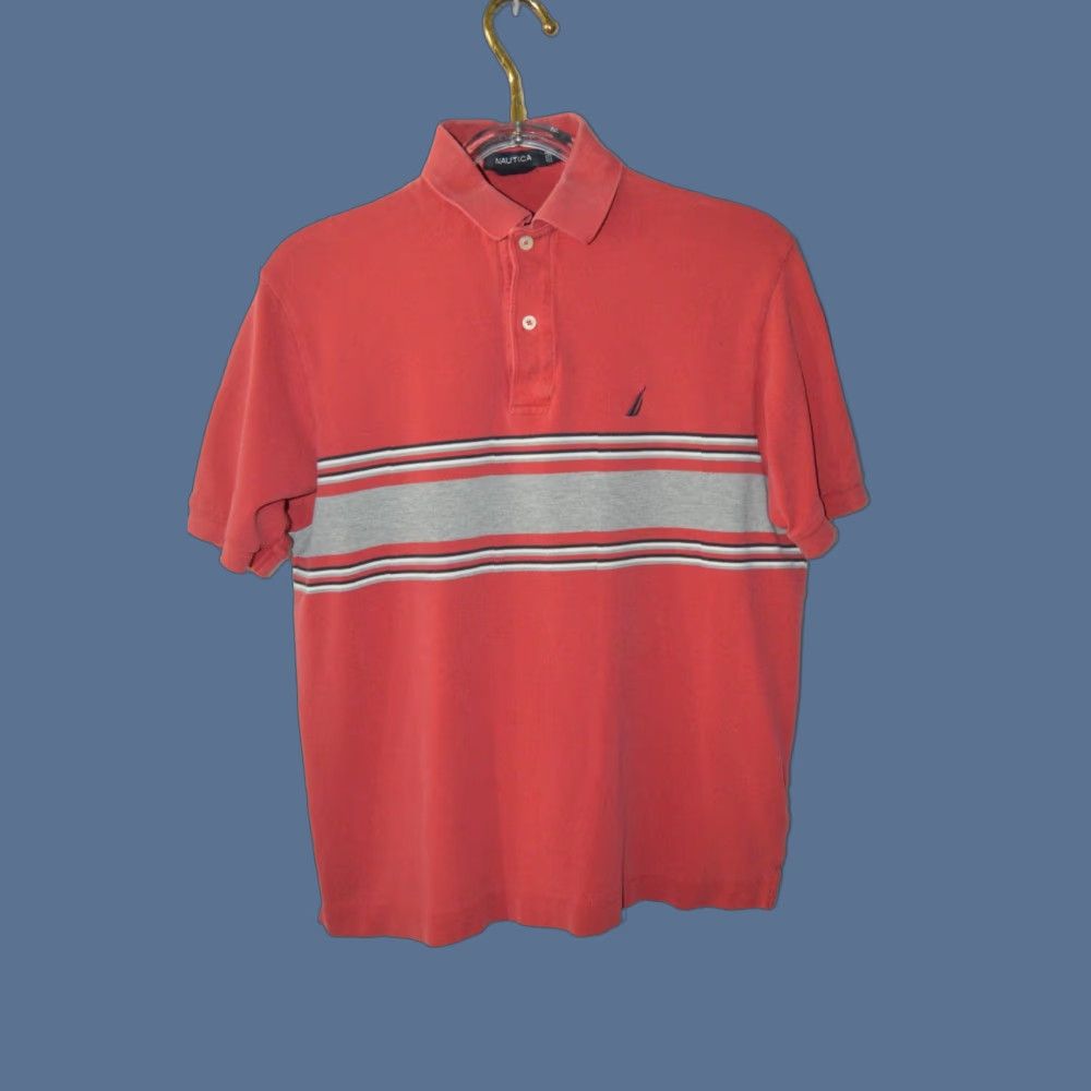 Nautica Nautica Polo Shirt Men Pink Striped Cotton Knit Short Sleeve Golf Casual M Shirt Mens Polo Size US M / EU 48-50 / 2 - 1 Thumbnail
