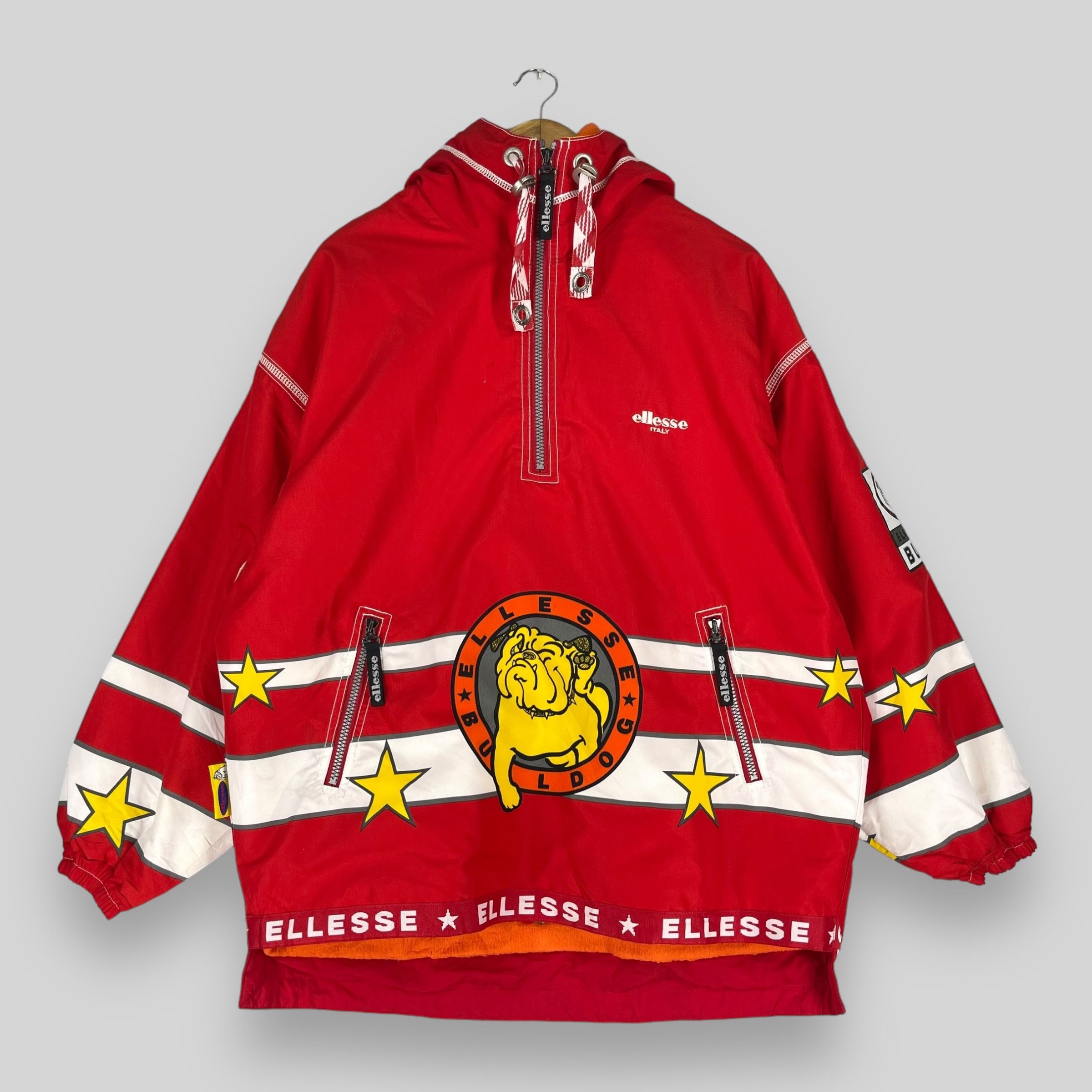 Vintage ELLESSE Bulldog Bomber Ski Jacket Hoodie