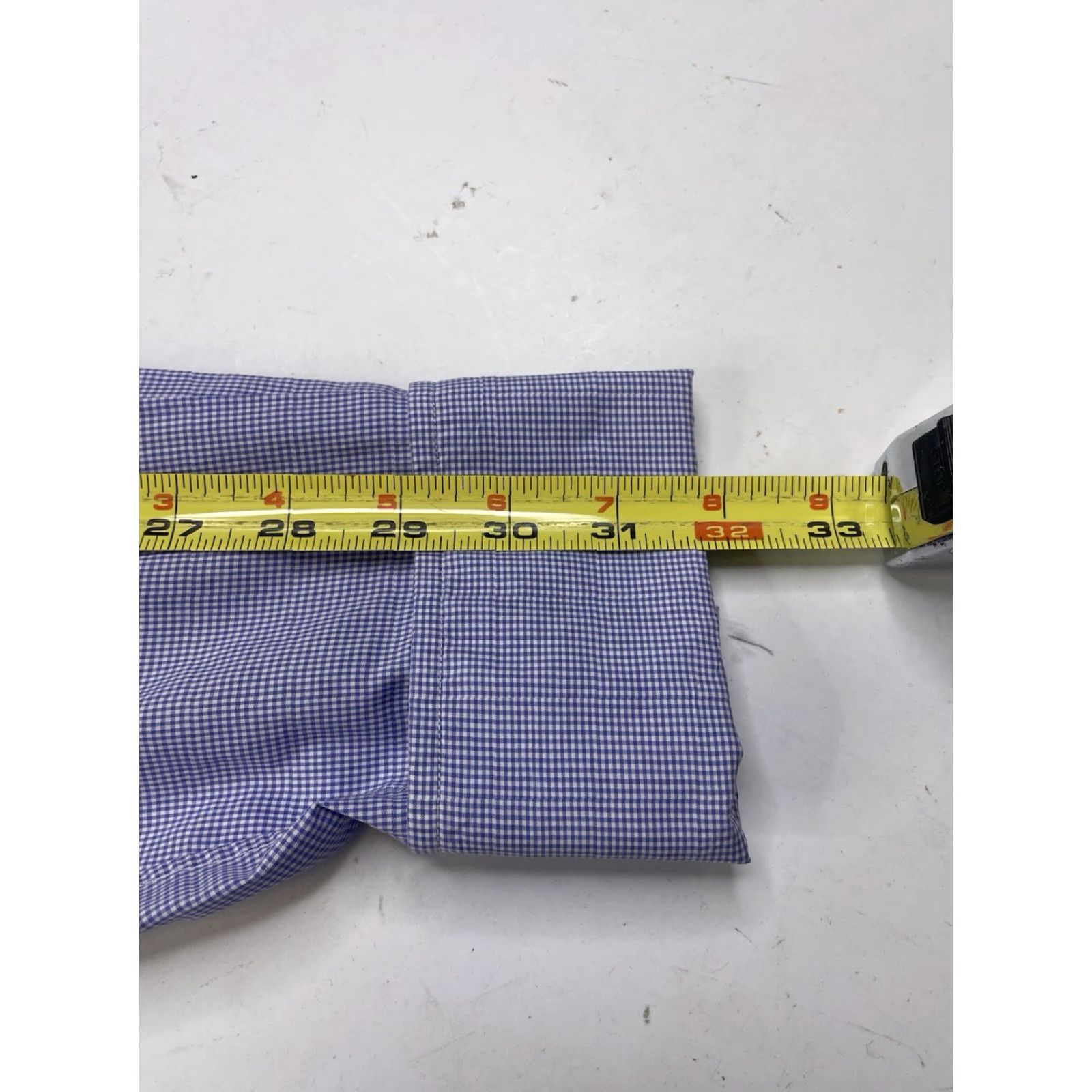 Vintage Hilditch & Key Dress Shirt Blue White Check Long Sleeve 16.5 French Cuff Button-Up Mens Regular Size 16.5 Shirt Size 46R - 5 Thumbnail