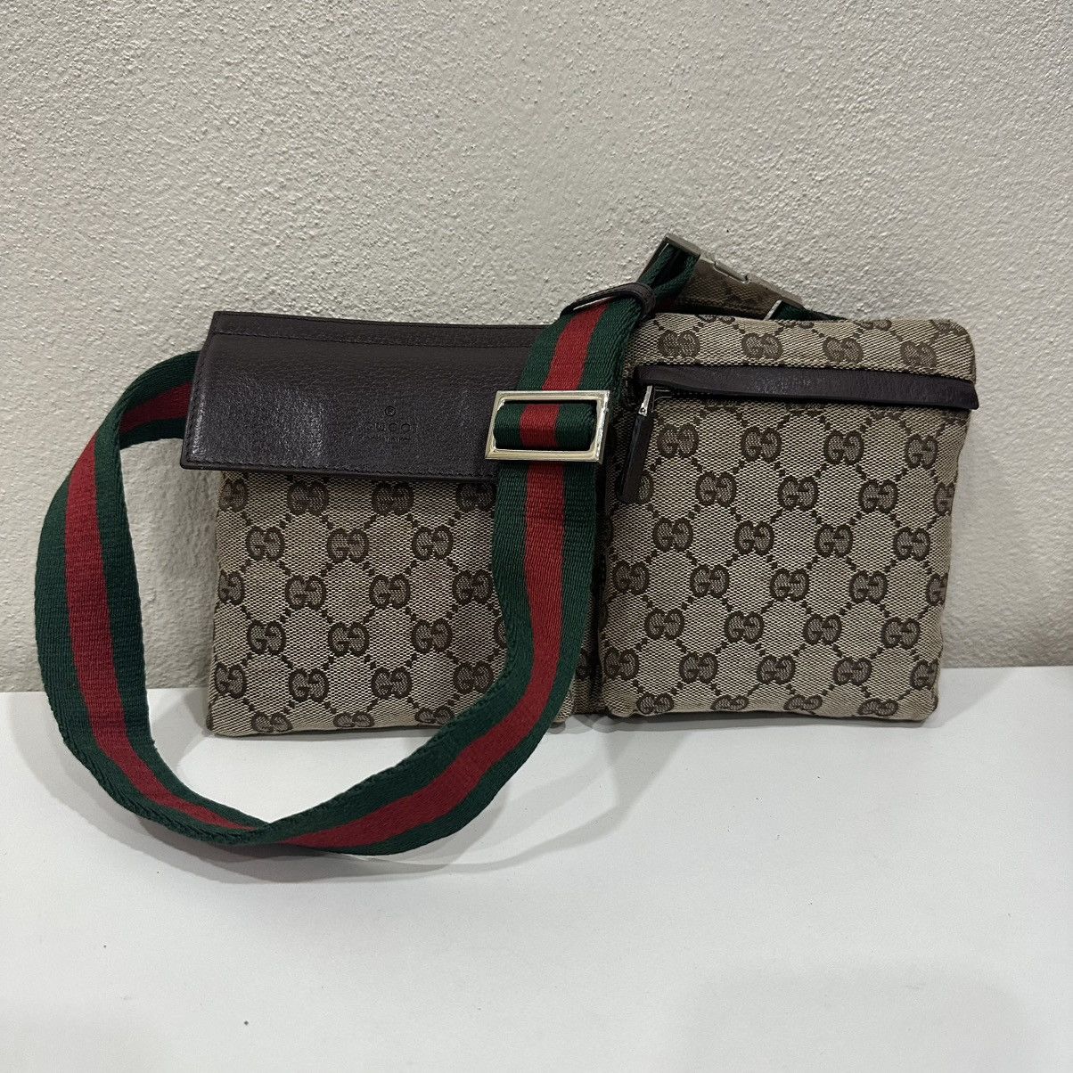 Gucci GUCCI GG CANVAS DOUBLE POCKET FANNY PACK BUMBAG 26 Size ONE SIZE - 2 Thumbnail