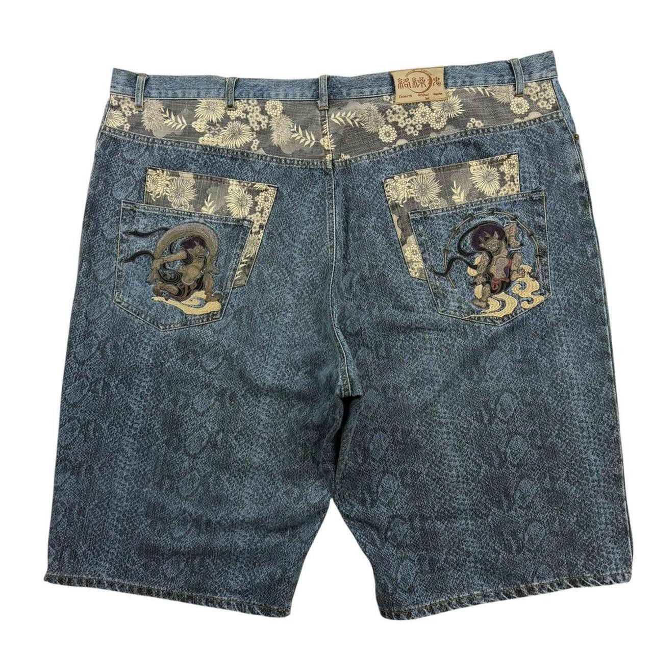 Karakuri Tamashii Karakuri Tamashii Embroidered Japanese Denim Shorts W 51 Size US 44 / EU 60 - 1 Thumbnail