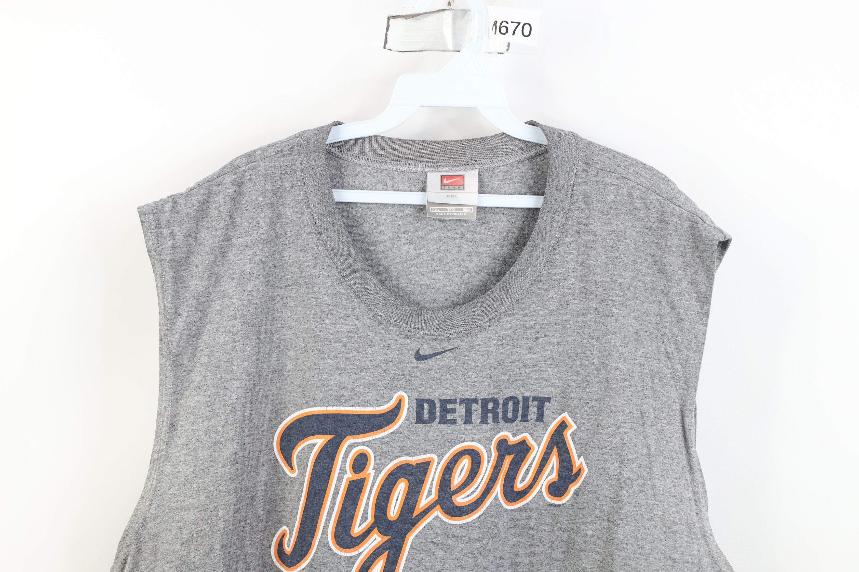 Nike Vintage Nike Swoosh Detroit Tigers Muscle T-Shirt Gray Size US XXL / EU 58 / 5 - 2 Thumbnail