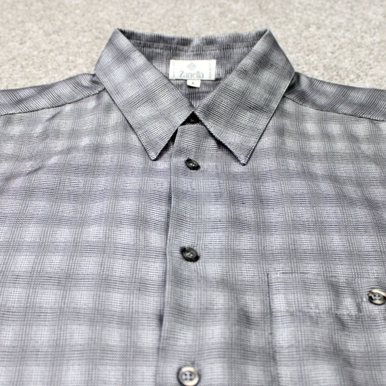 Zanella Zanella Shirt Mens Large Gray Plaid 100% Cotton Long Sleeve Button Up Size US L / EU 52-54 / 3 - 5 Thumbnail