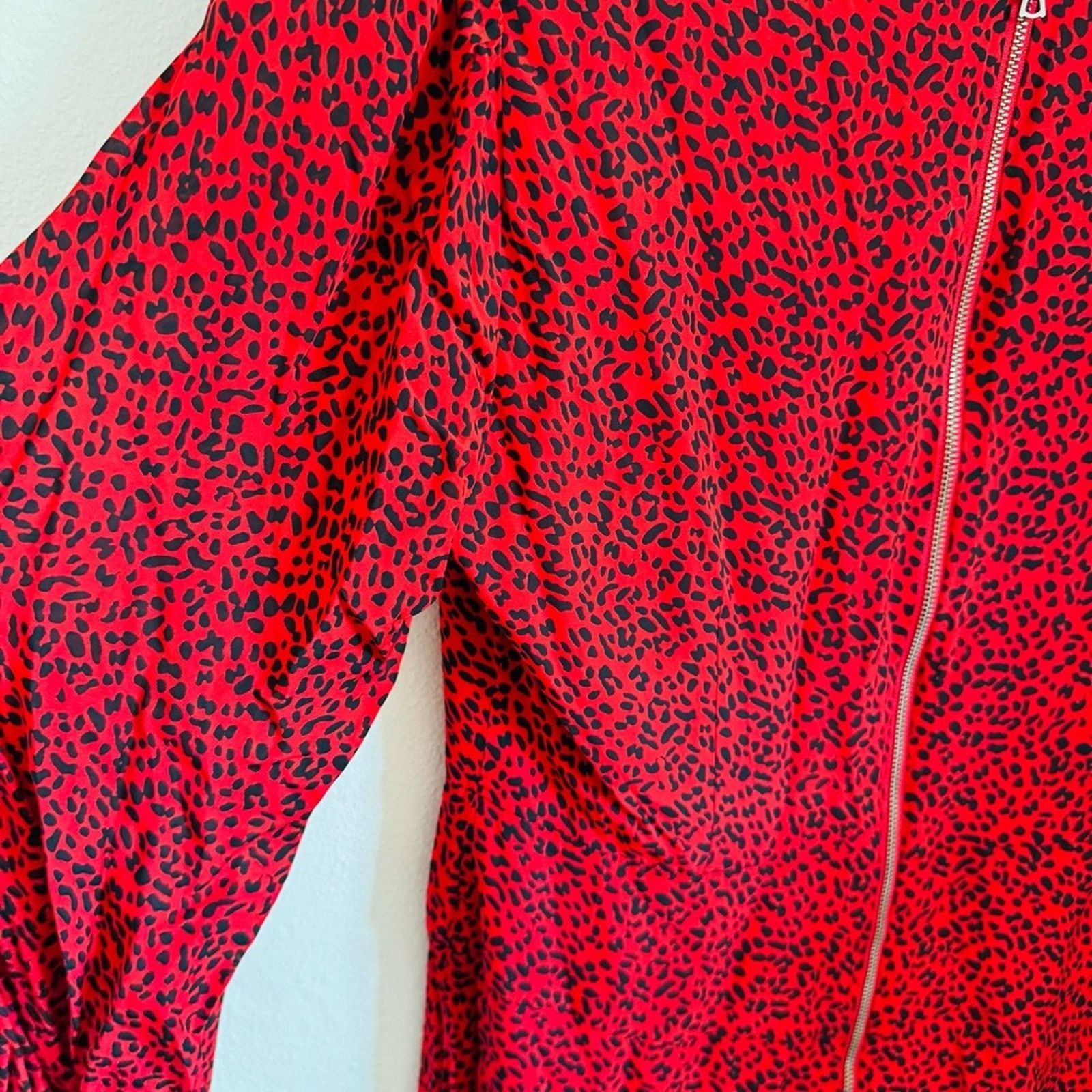 ALICE OLIVIA Red Black Polka Dot Long Sleeve Silk Mini Dress -  stein-coach.com