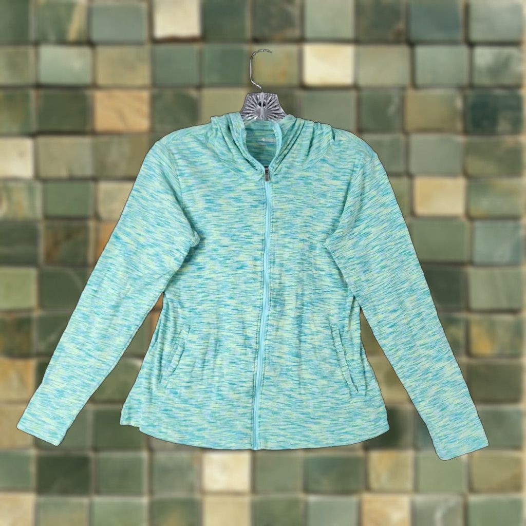 Altea COLUMBIA Women's Blue Heathered Long Sleeve Activewear Full Zip Hooded Top Size S Size S / US 4 / IT 40 - 1 Thumbnail