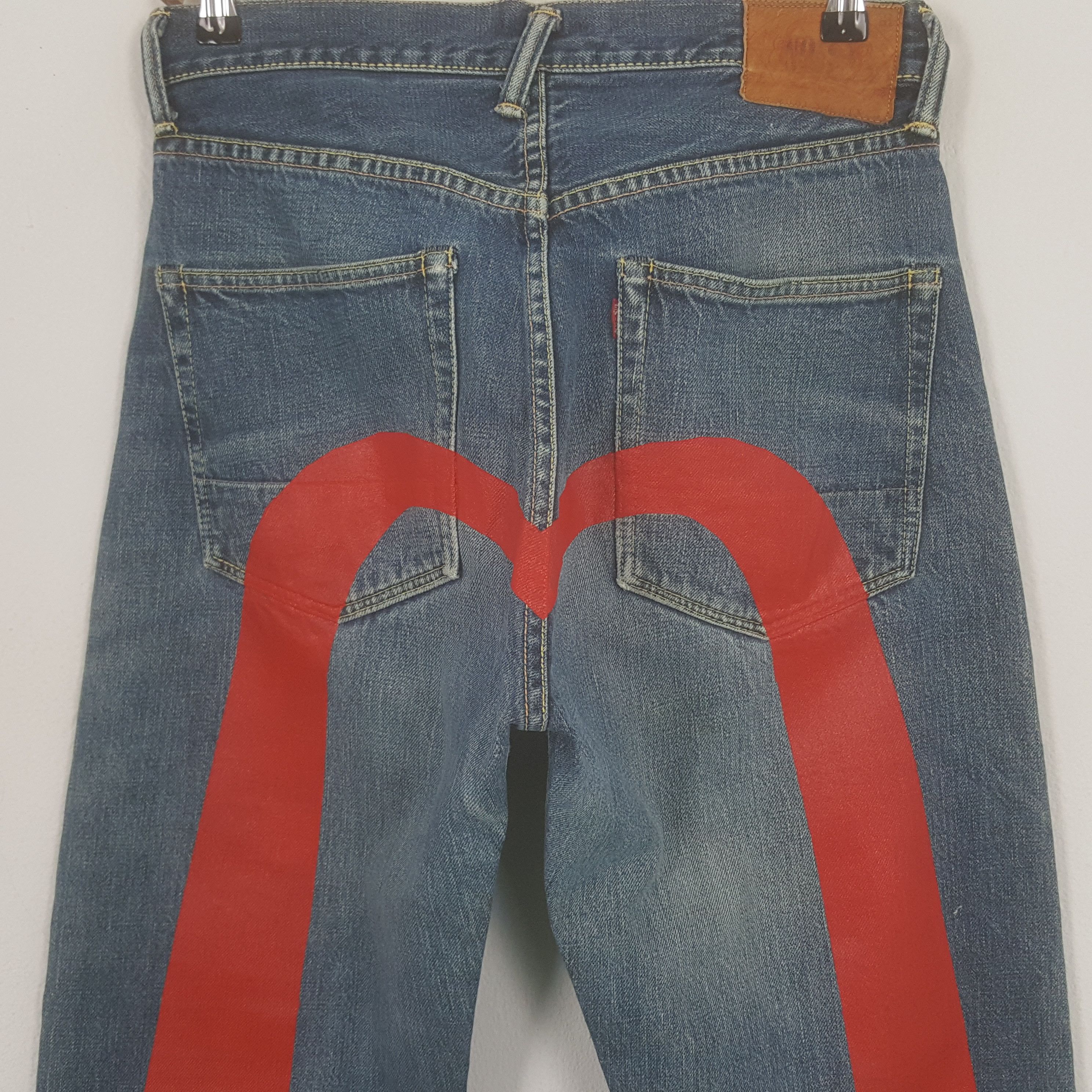 Evisu × Japanese Brand Vintage Evisu Selvedge Custom Daicock Red Art Denim Jeans Size US 29 - 2 Thumbnail