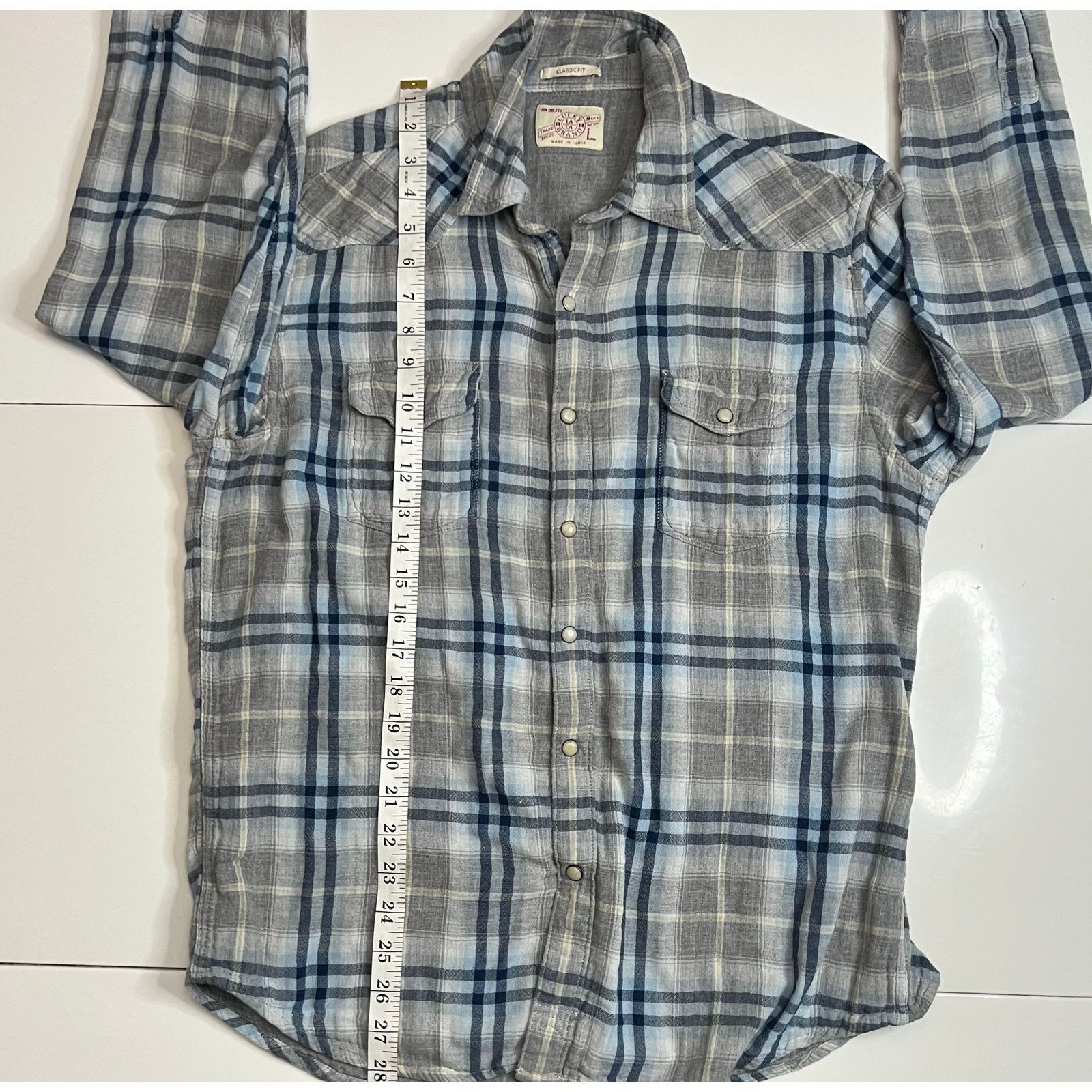 Lucky Brand Lucky Brand Classic Fit Western Pearl Snap Shirt Large Plaid Size US L / EU 52-54 / 3 - 10 Thumbnail