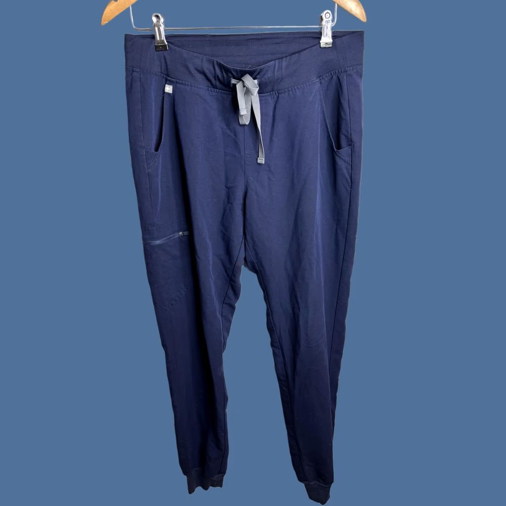 Vintage FIGS Technical Jogger Pants Mens Medium Navy Blue Drawstring Zip Pockets Size 32" / US 10 / IT 46 - 1 Thumbnail