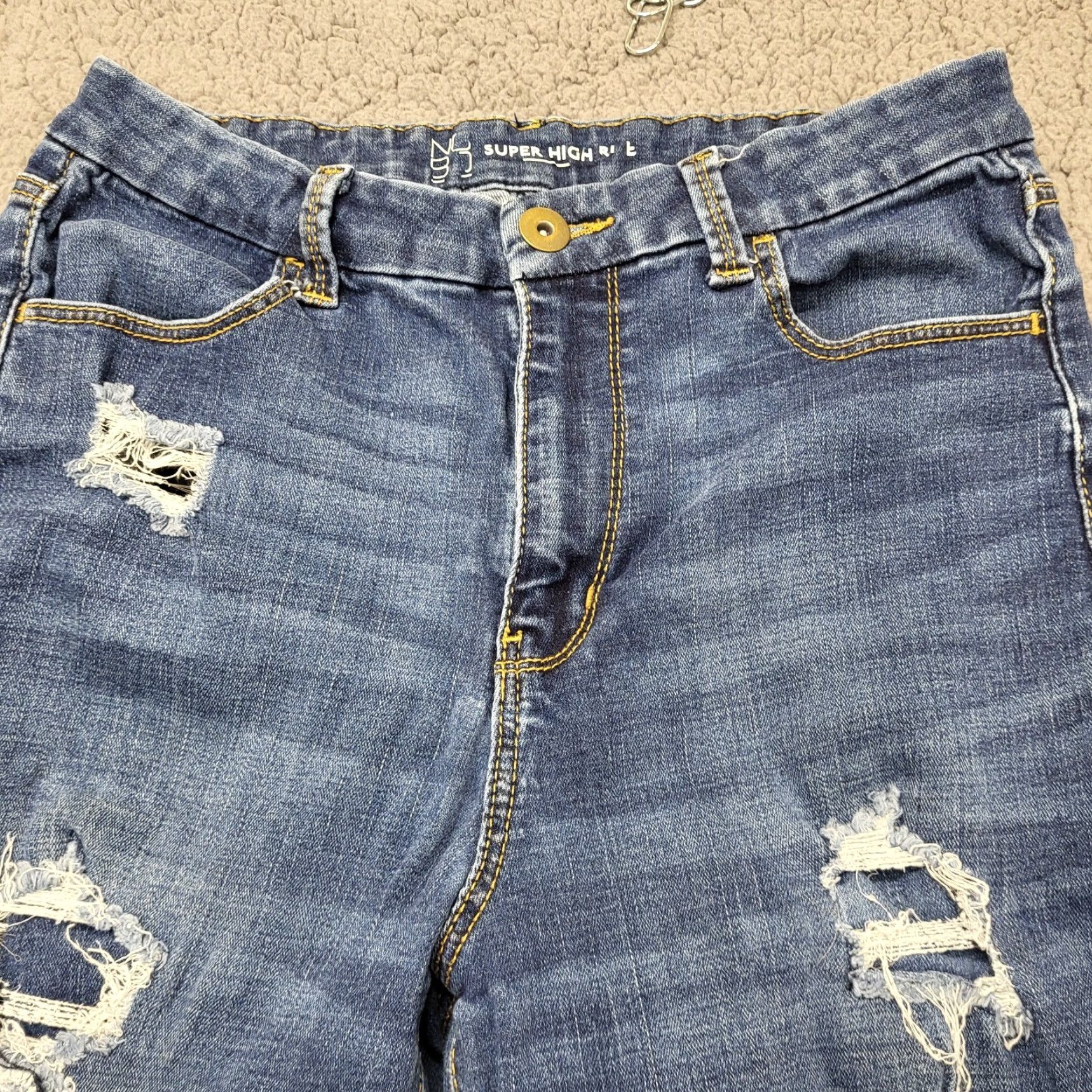 Vintage VINTAGE: NoBo Jeans Womens Size 13 Distressed Jeans Stretch High Rise Tapered Denim 28x26 Size 34" / US 12 / IT 48 - 5 Thumbnail
